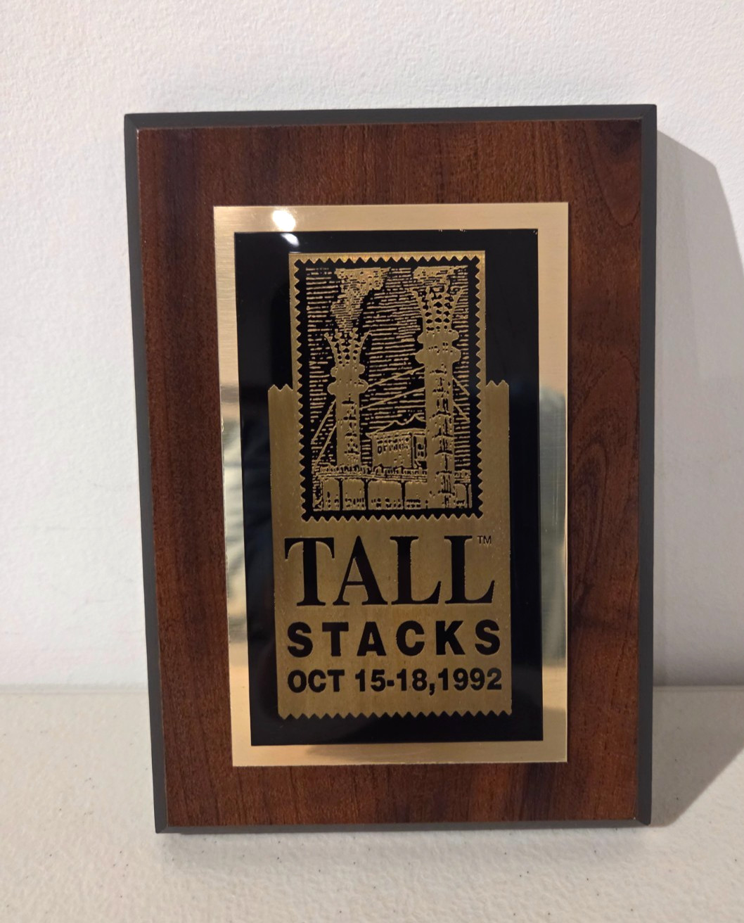 1992 Tall Stacks Cincinnati Riverboat Festival Commemorative Wood Plaque Ohio