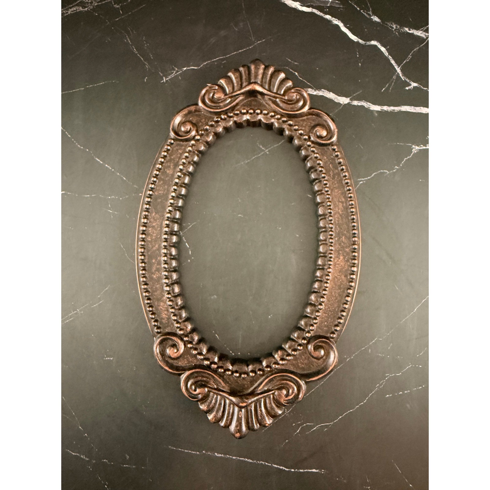 VTG Ornate Copper Glazed Oval Frame 8.75 X 5.25 VTG Ornate Copper Glazed Oval Frame 8.75 X 5.25