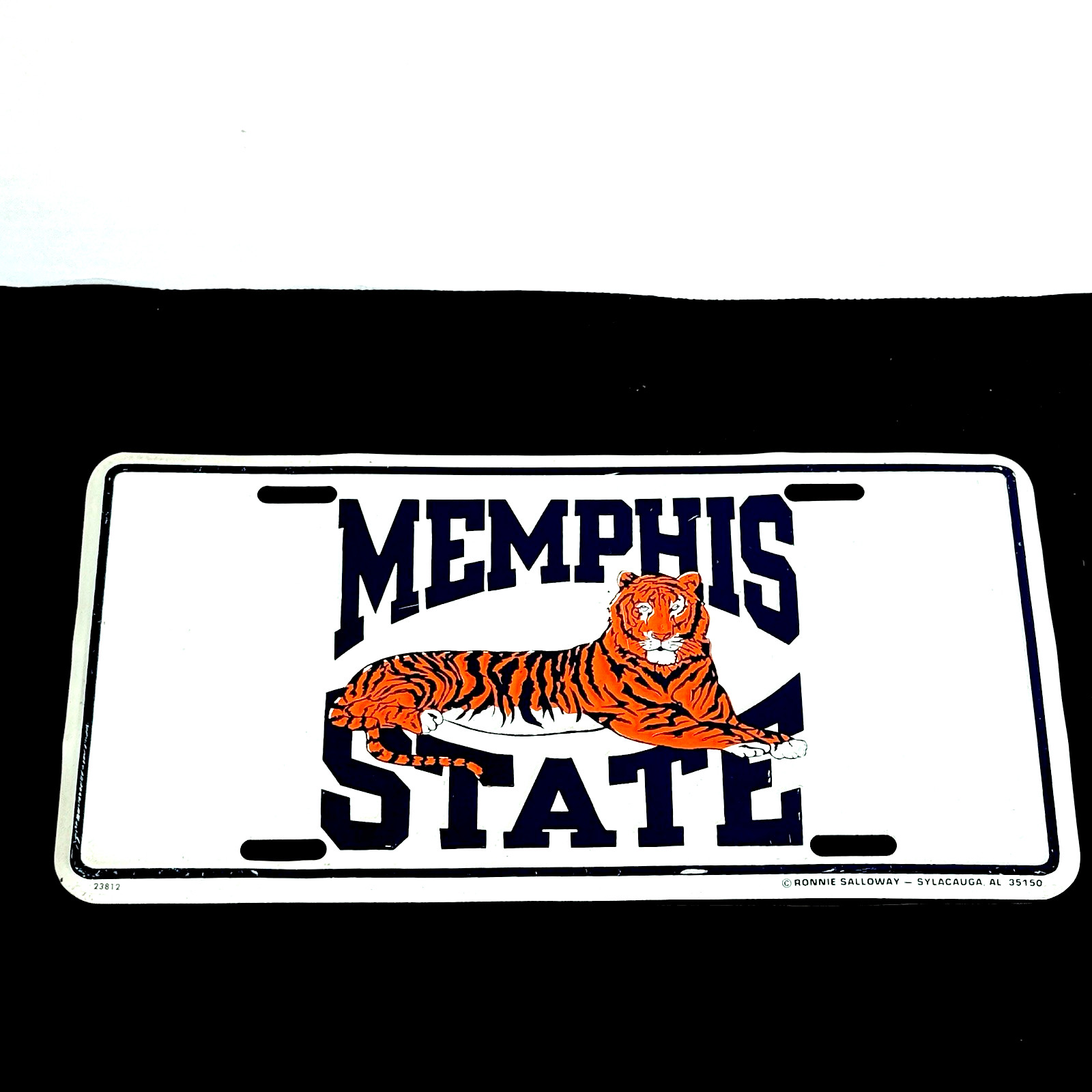 Vintage Memphis State Tigers License Plate Car Tag Metal Embossed Mascot TOM