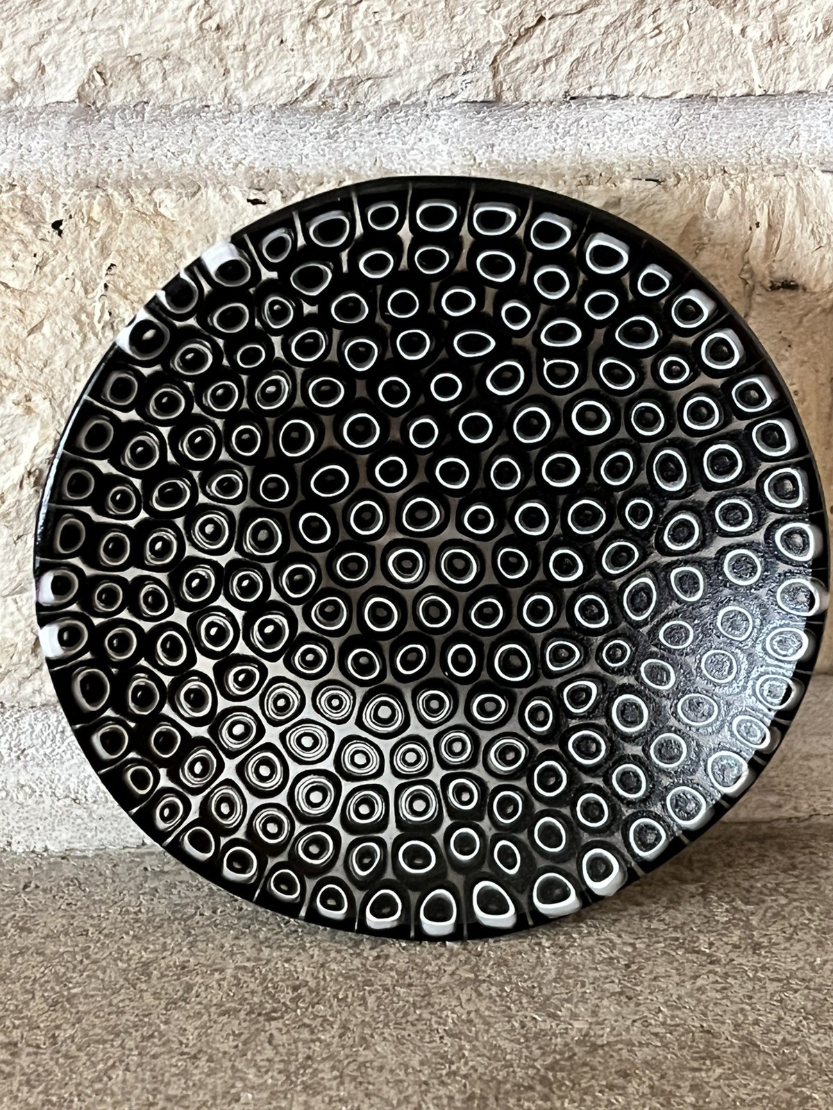 Tiozzo Sergio Italian Murano Murrine Glass Dish - Black & White Millefiori