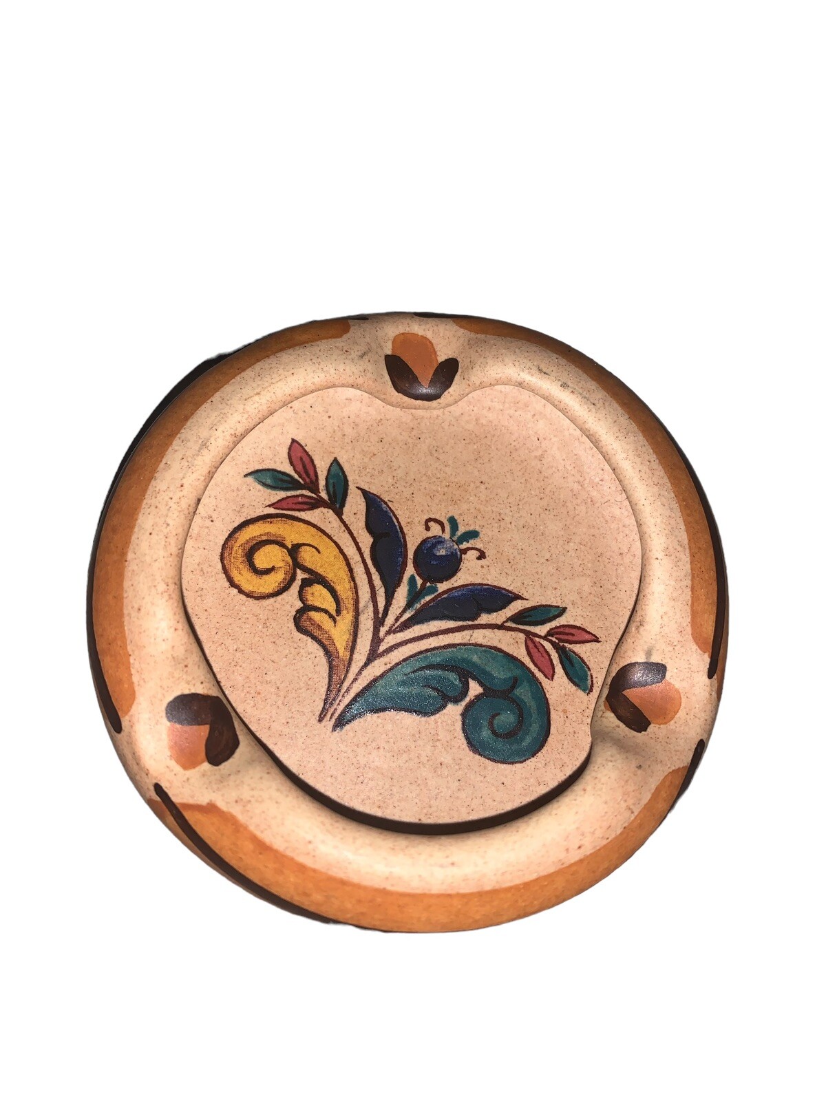 VINTAGE BEAUTIFUL MEXICAN FOLK ART POTTERY ASHTRAY HANDPAINTED VINTAGE BEAUTIFUL MEXICAN FOLK ART POTTERY ASHTRAY HANDPAINTED