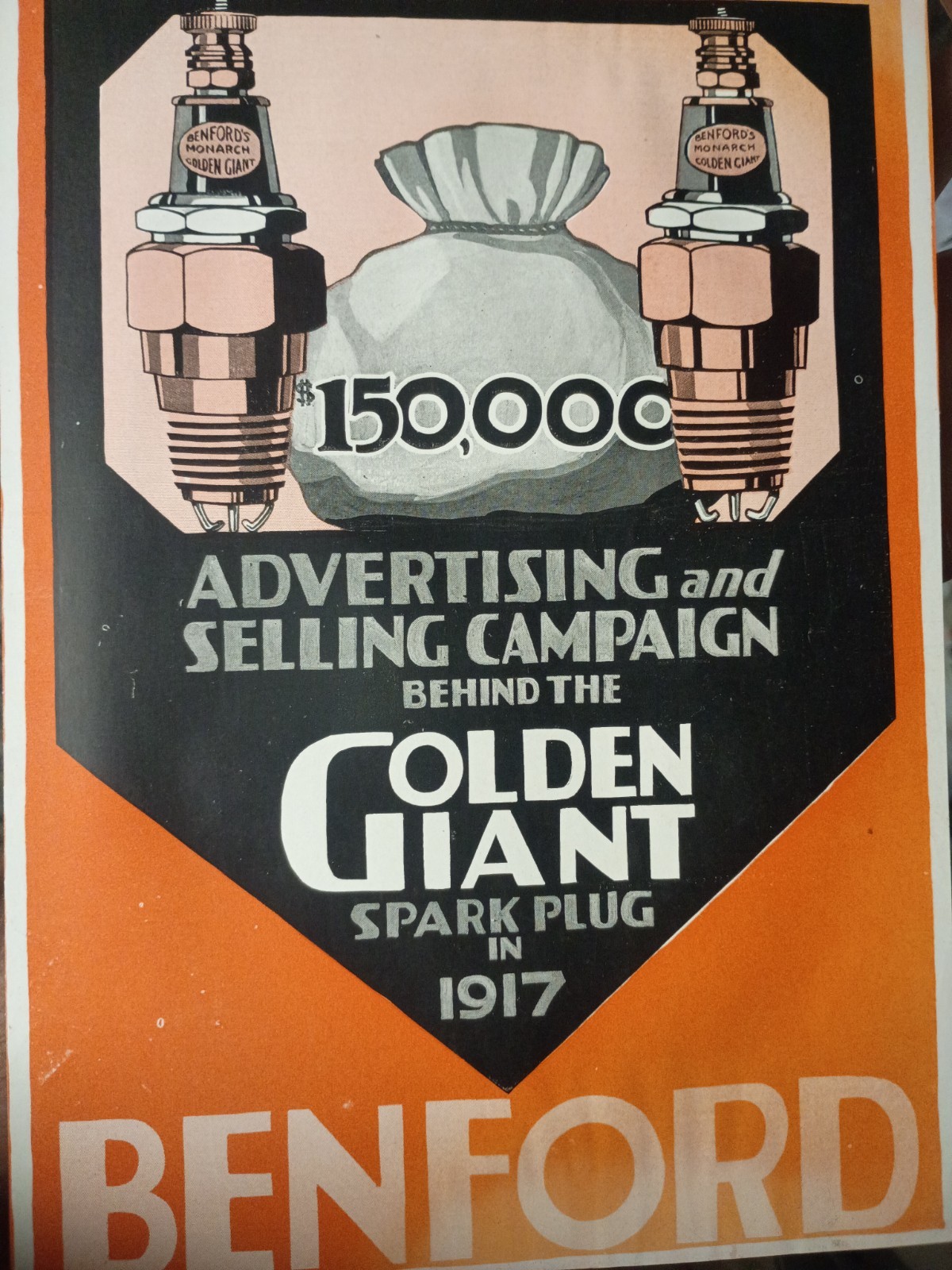 Vintage Bedford Spark Plug Double Sided Advertisement In Cheap Frame 