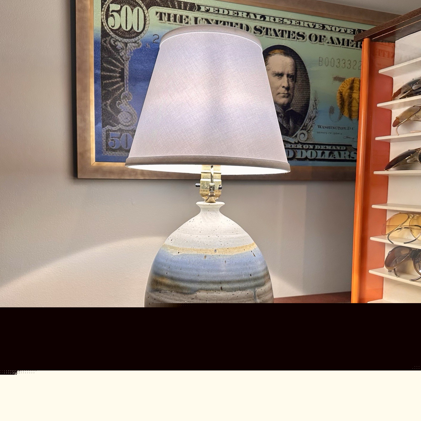 Midcentury Hand Thrown Glazed Ceramic Lamp Signed Smith