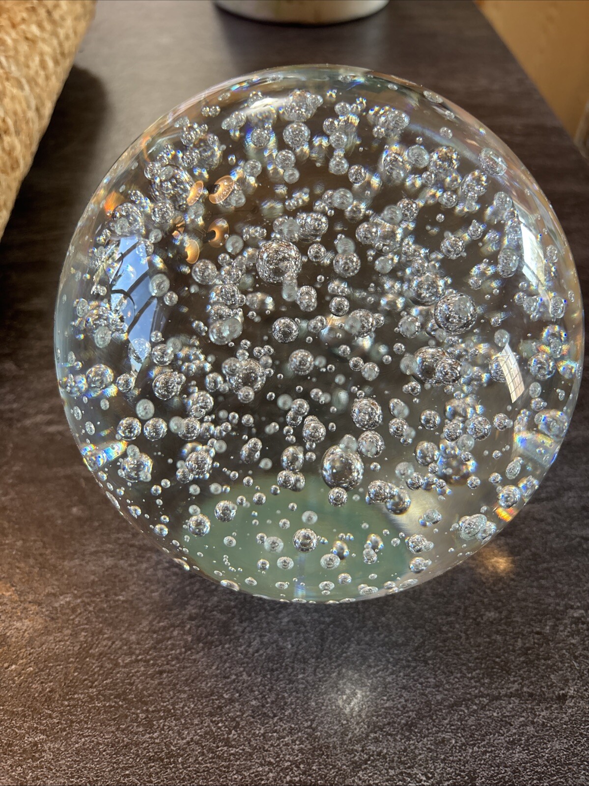 Vintage Clear Crystal ? Controlled Trapped Bubble Paperweight 6 Inches EUC #N
