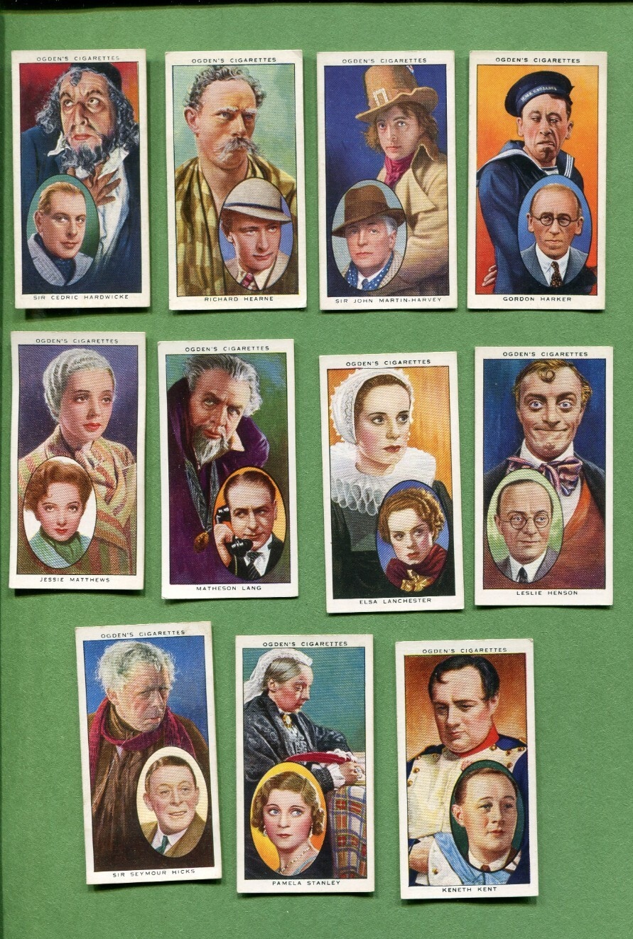 1938 OGDENS ACTORS NATURAL & CHARACTER STUDIES 11 TOBACCO CARD LOT