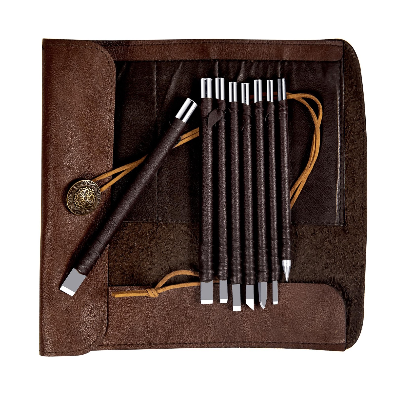 8 Pcs Tungsten Steel Chisel Metal Engraving Tools Chisel Set with Leather S
