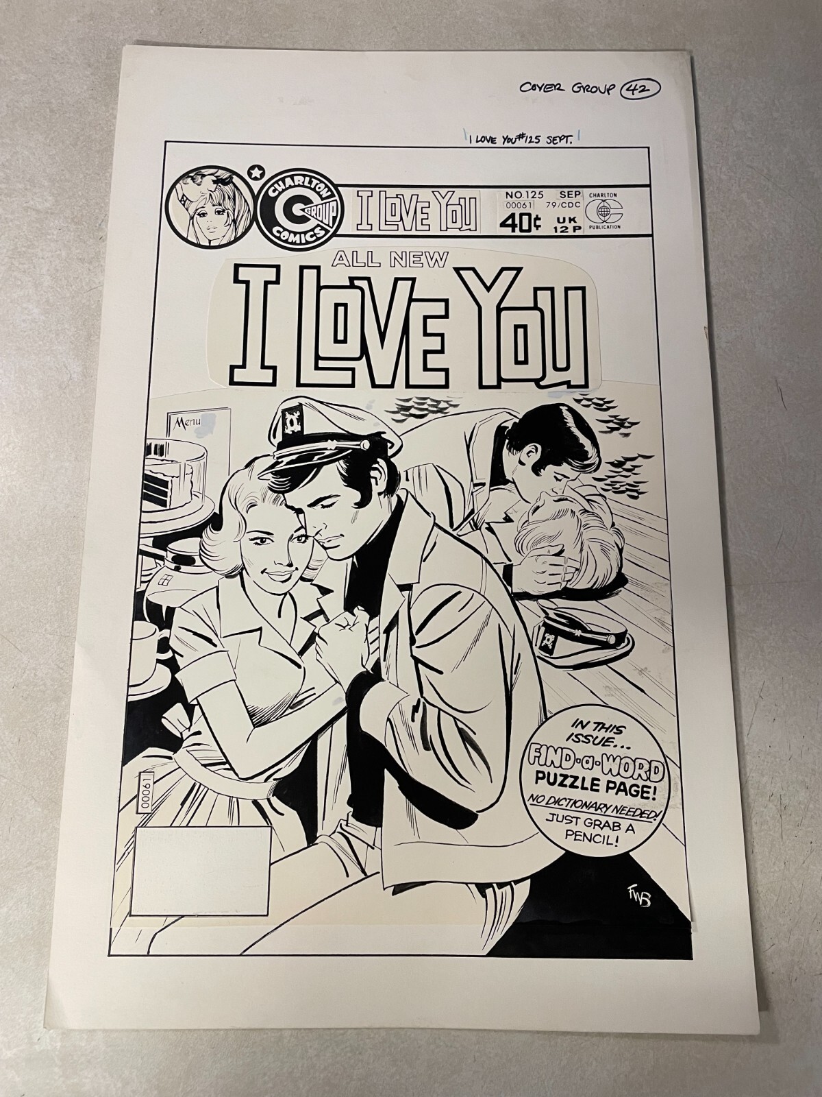 I LOVE YOU #125 COVER comic ART prod stats 1979 romance BOLLE BOAT CAPTAIN LOVE