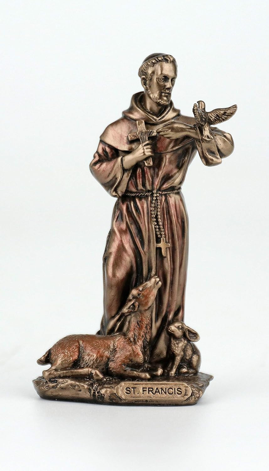 3 3/8 Inch Saint Francis of Assisi Cast Resin Hand Painted