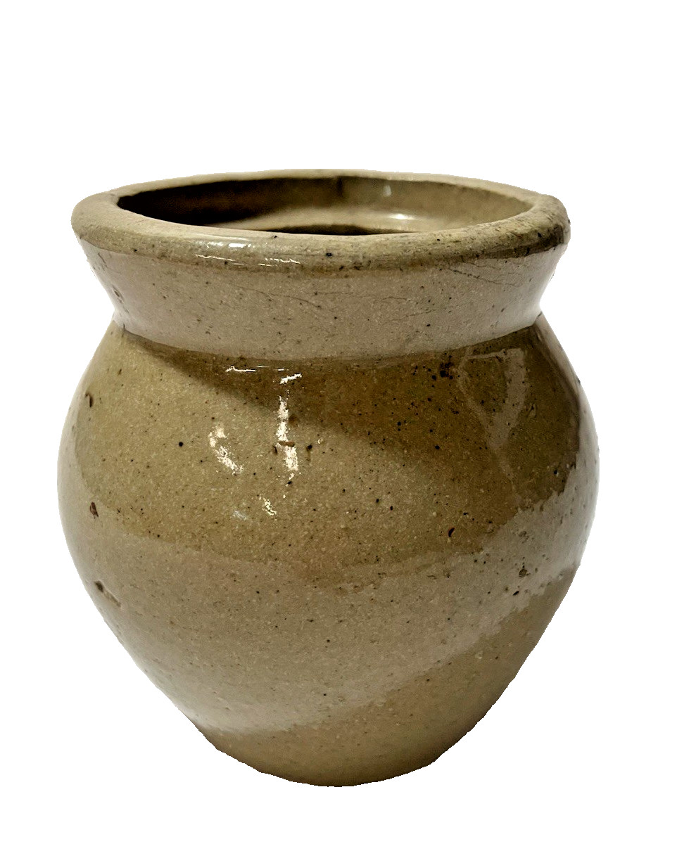 Roycroft Stoneware Pottery Crock  Honey Jam Jar Tan 4 1/2\