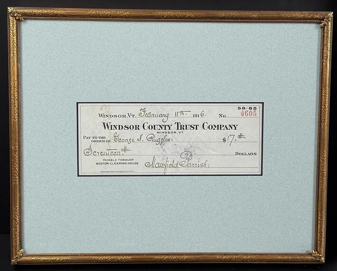 Rare 1916 Original Maxfield Parrish Signed Autograph Check to George Ruggles