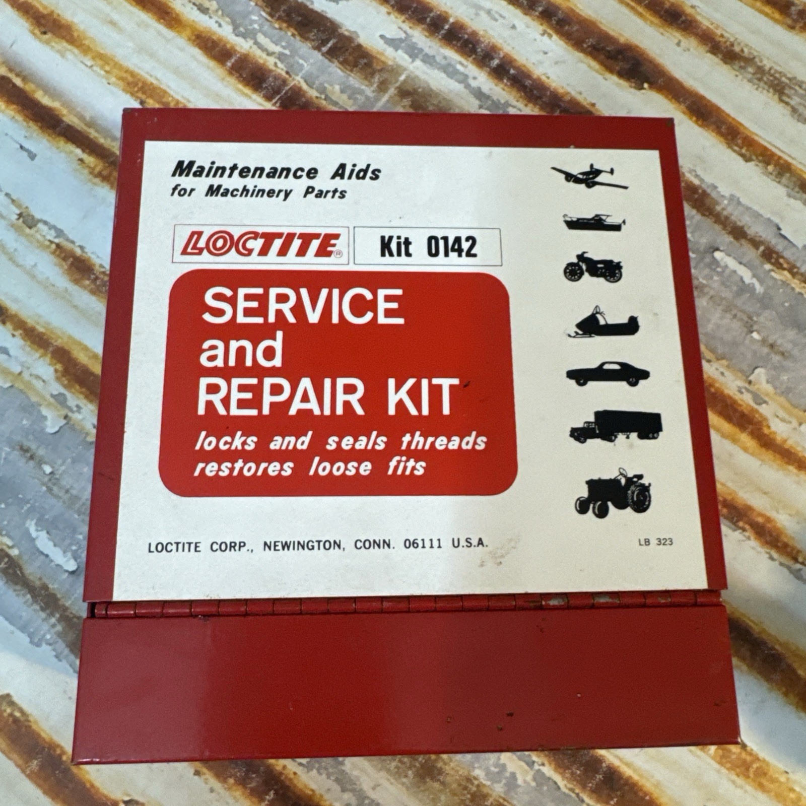 Vintage Loctite Kit #0142 Service and Repair Kit Red Metal Box Advertising