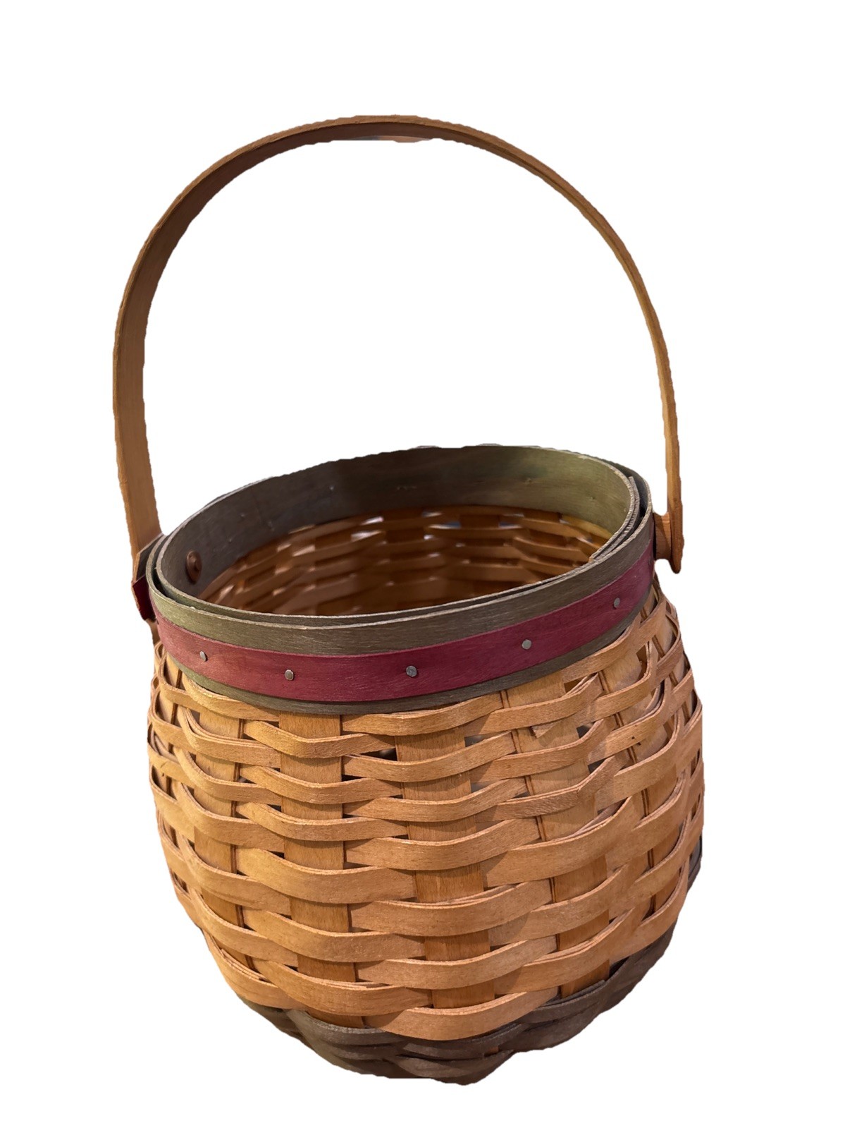 Gerald Henn Handcrafted Round Basket With Handle Nice  Cute
