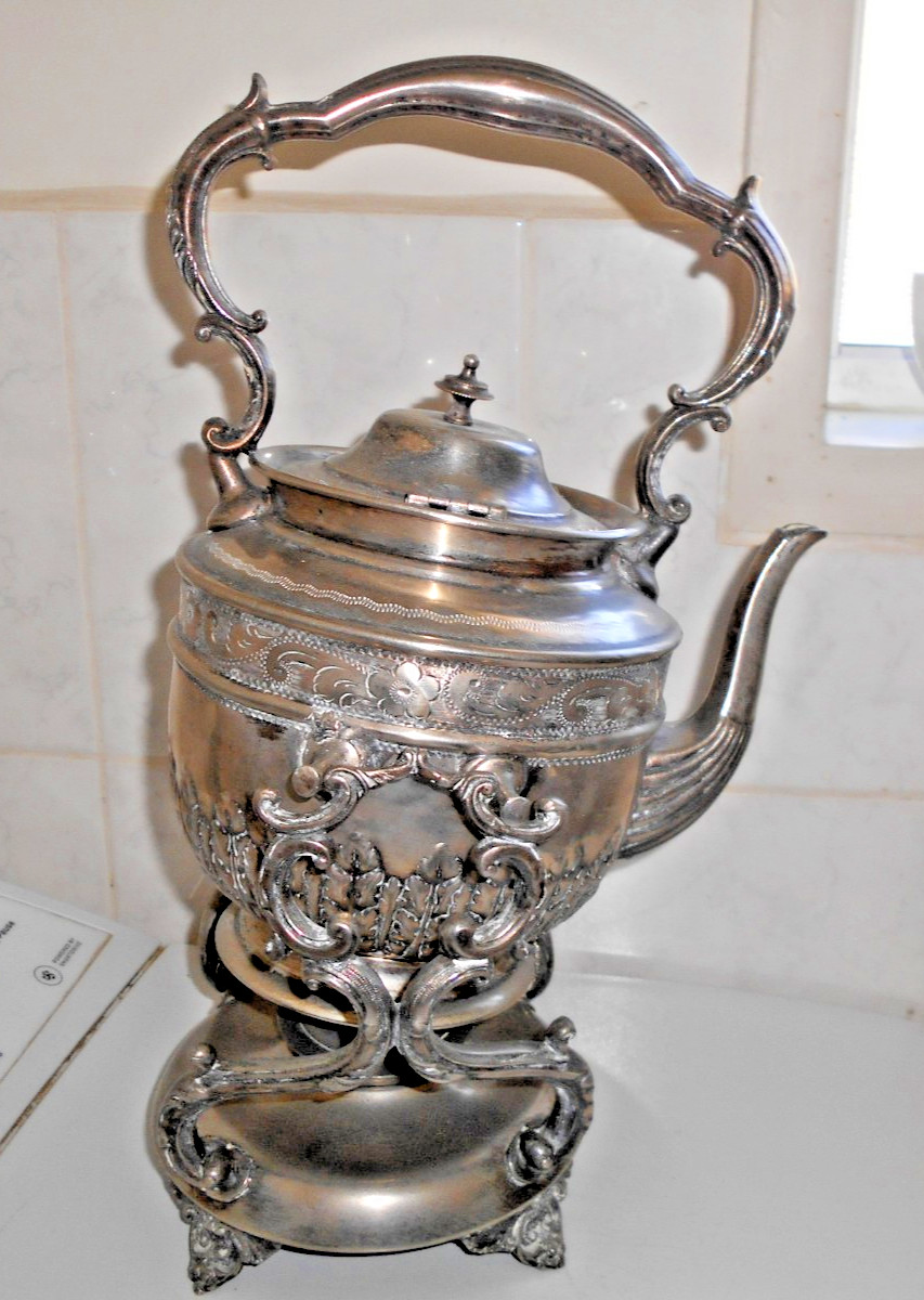 ANTIQUE VICTORIAN SILVERPLATED TEAPOT KETTLE SPIRIT BURNER FURNISS & SONS UK