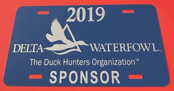 2019 Delta Waterfowl Sponsor Booster License Plate Duck Hunters ND