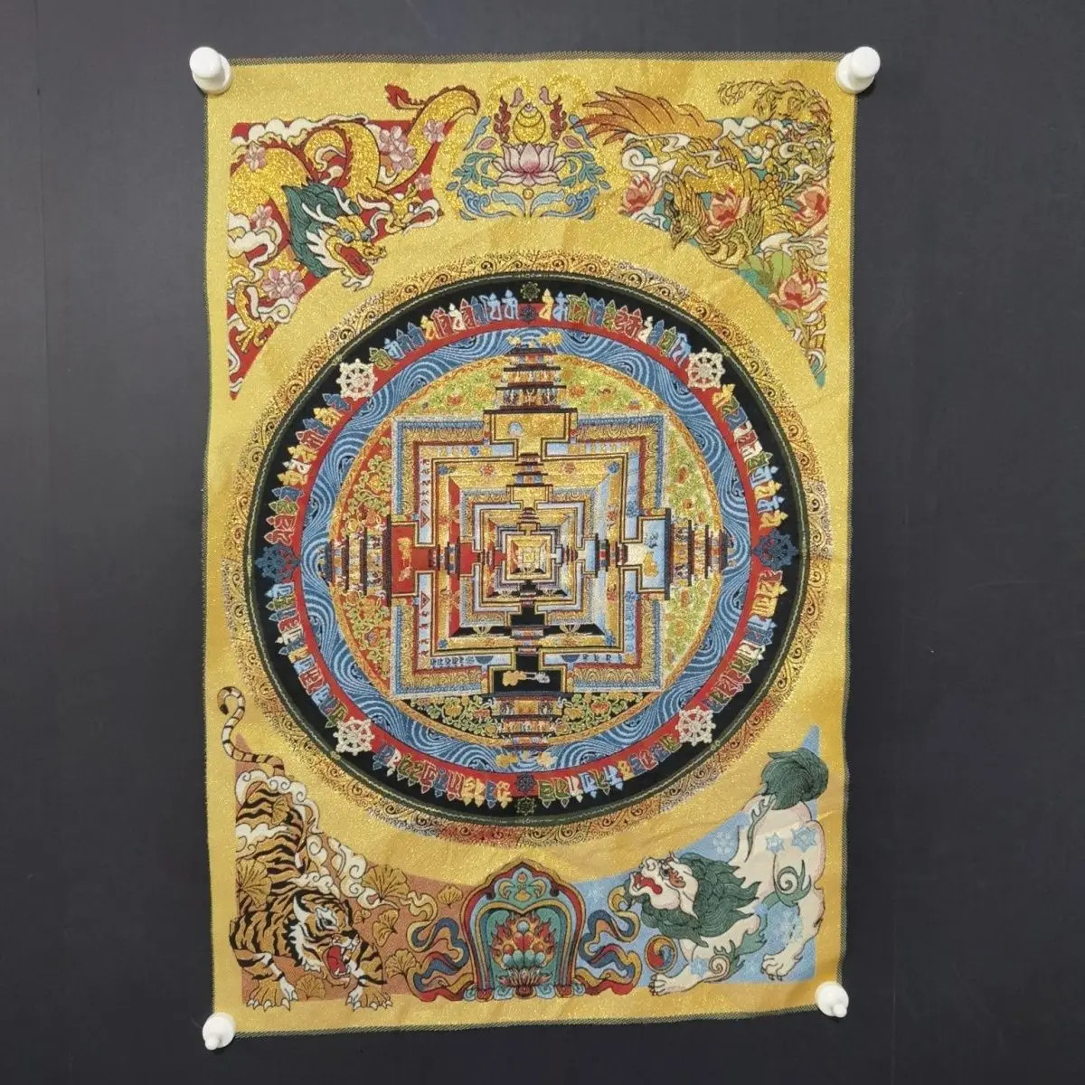 Tibet Buddhist Kalachakra Mandala Mantra Scripture Tapestries Thangka Embroidere