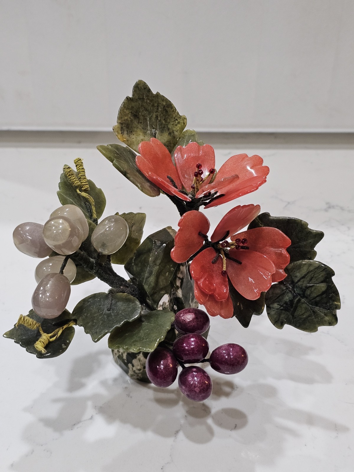 Vintage Chinese Jade Tree Blossom with Marble Base 6