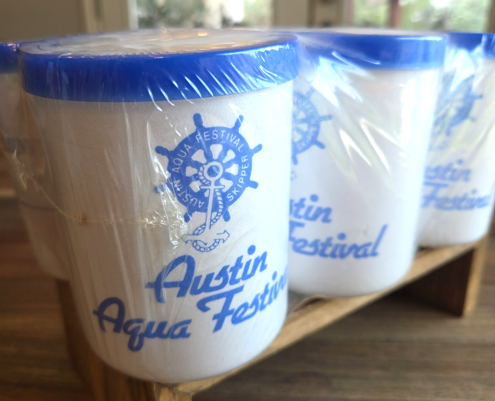 Rare Sealed Set (6) Austin Aqua Fest Foam Drink Koozies Cup Holders Coolers