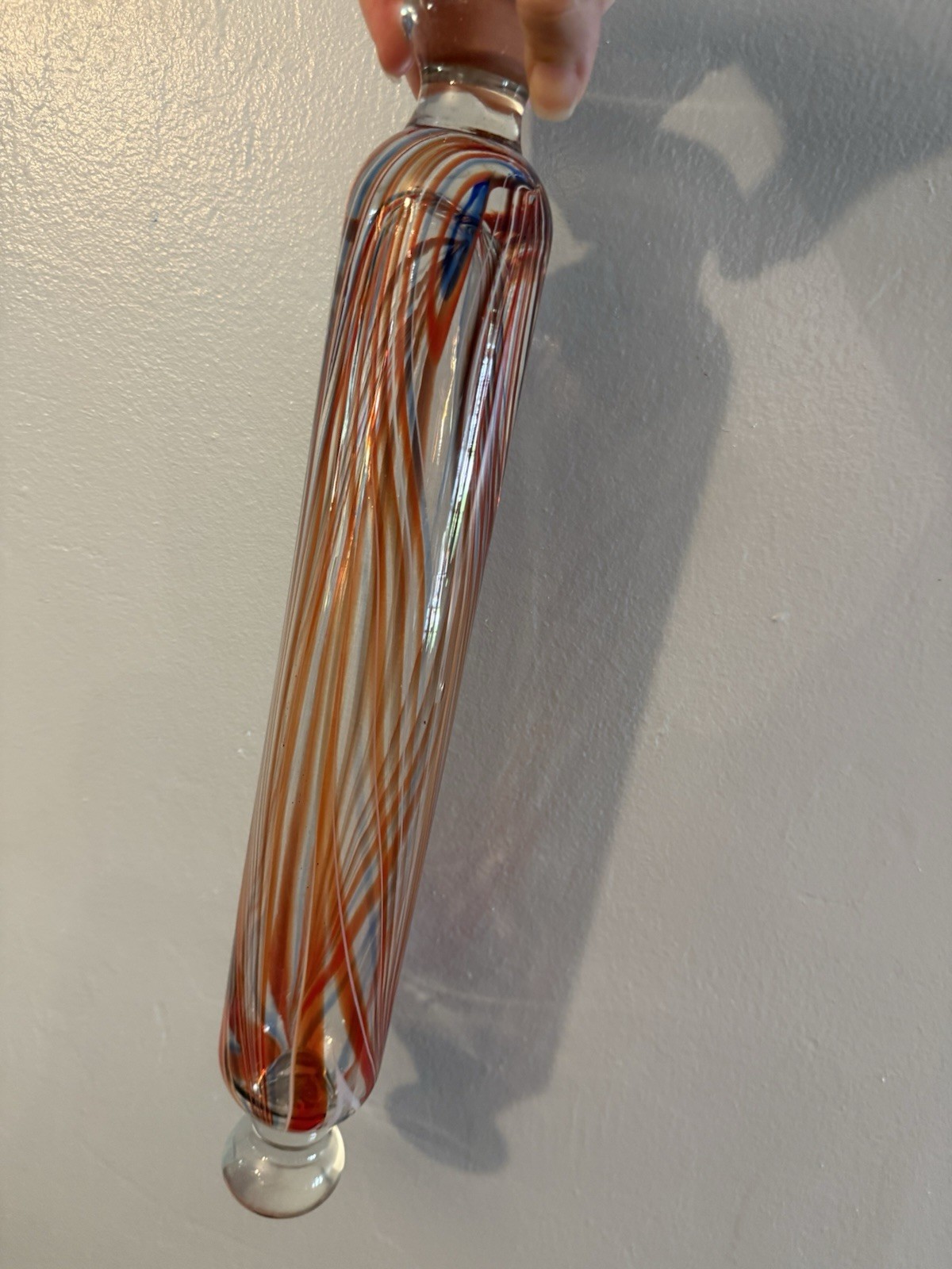 NAILSEA MURANO Hand Blown GLASS PASTRY ROLLING PIN• 16.25