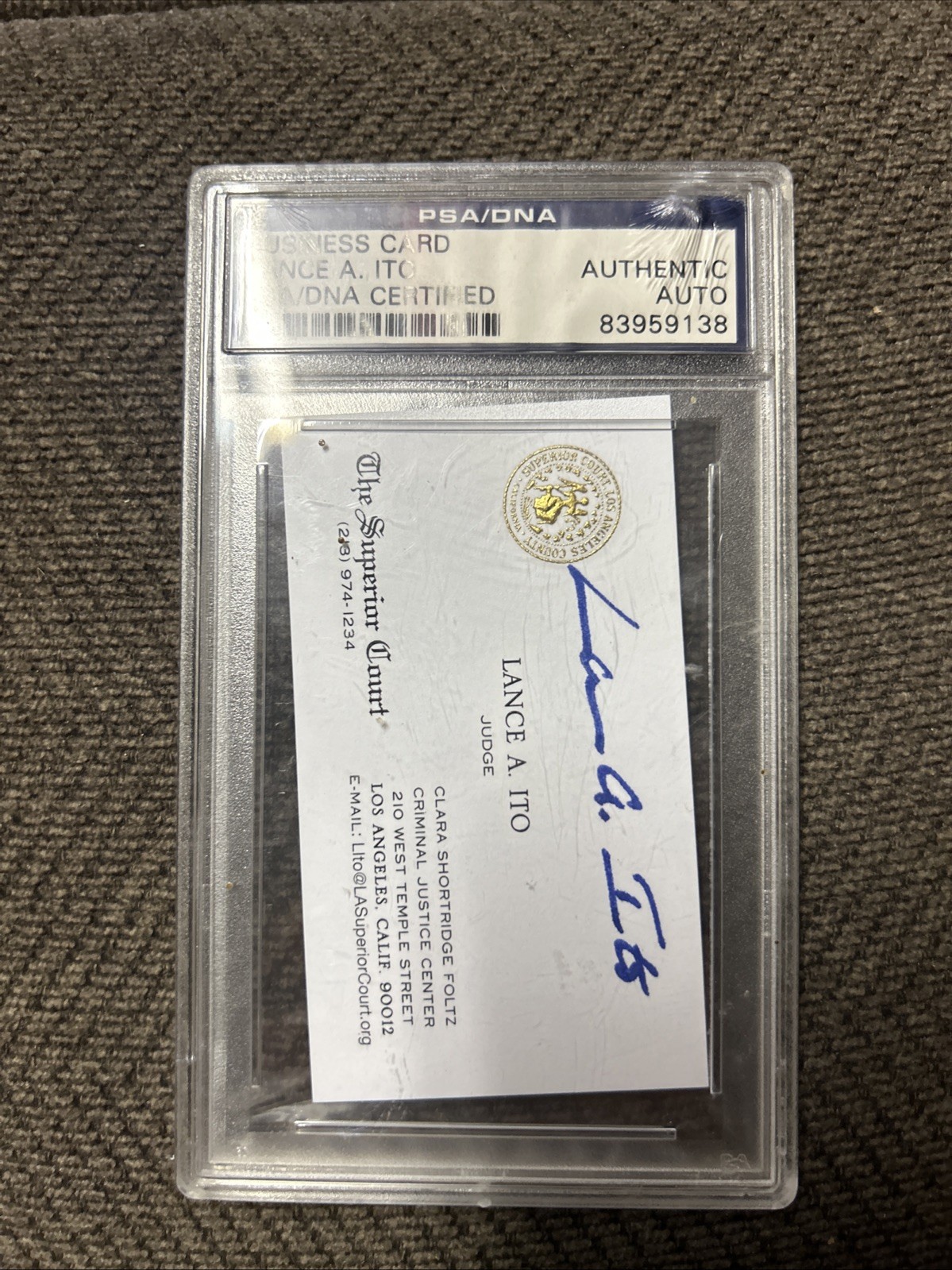 Judge Lance Ito Autograph Signed PSA DNA Business Card ⚖️ OJ Simpson Judge