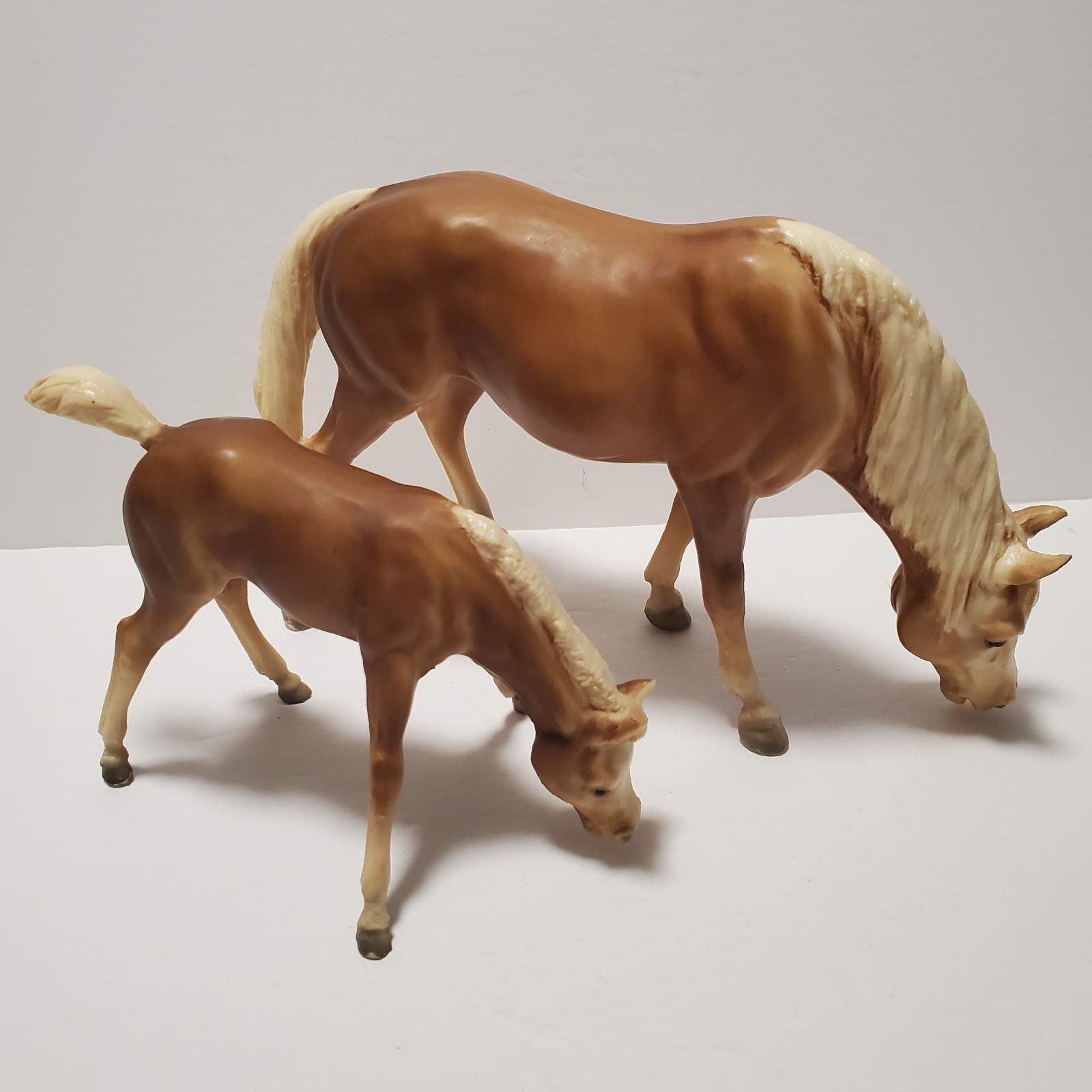 Vintage BREYER Animal Creation Grazing Mare #143 And Foal #153 Matte Palomino 