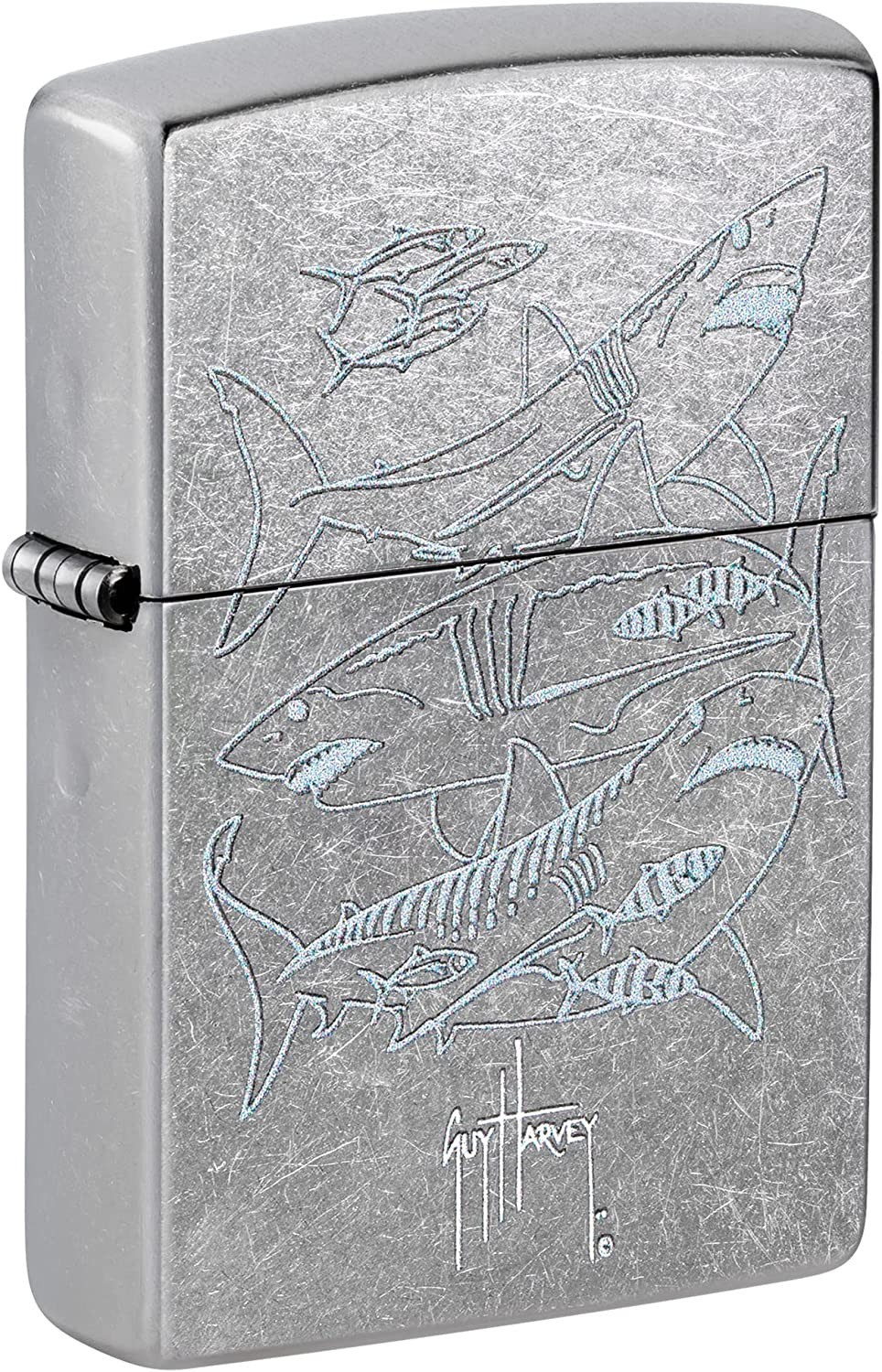 Zippo Guy Harvey Shark Design Street Chrome 48595 Zippo Guy Harvey Shark Design Street Chrome 48595