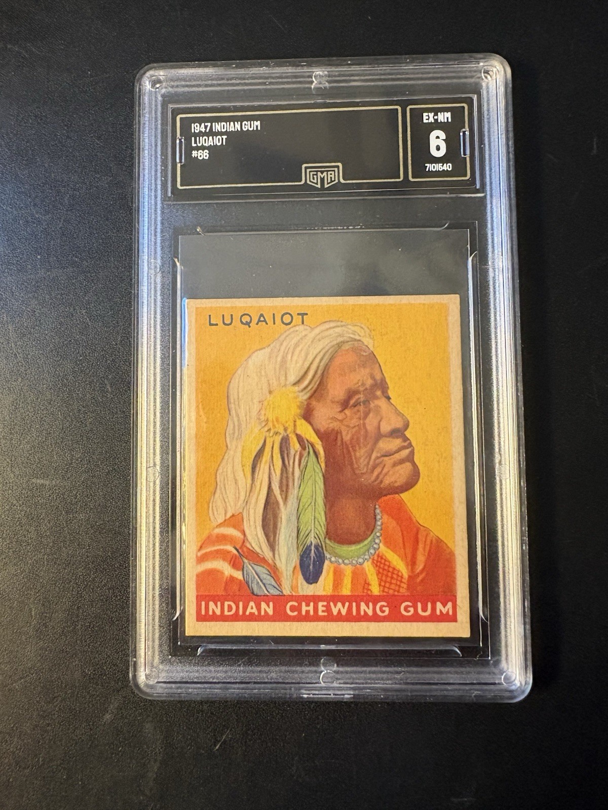 1947 Goudey Indian Gum # 66 Chief Luqaiot Graded GMA 6 EX-NM Kittitas Tribe
