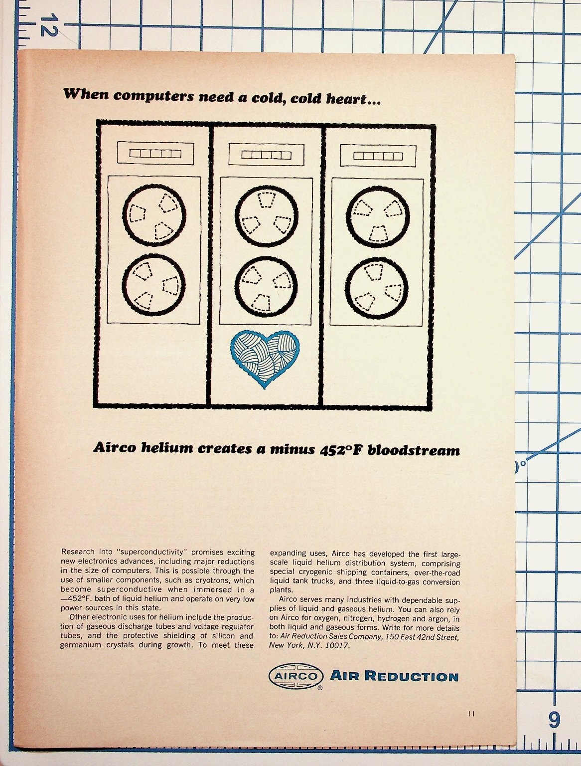Airco Air Reduction Helium Computer Superconductivity Vintage Ad Page NY
