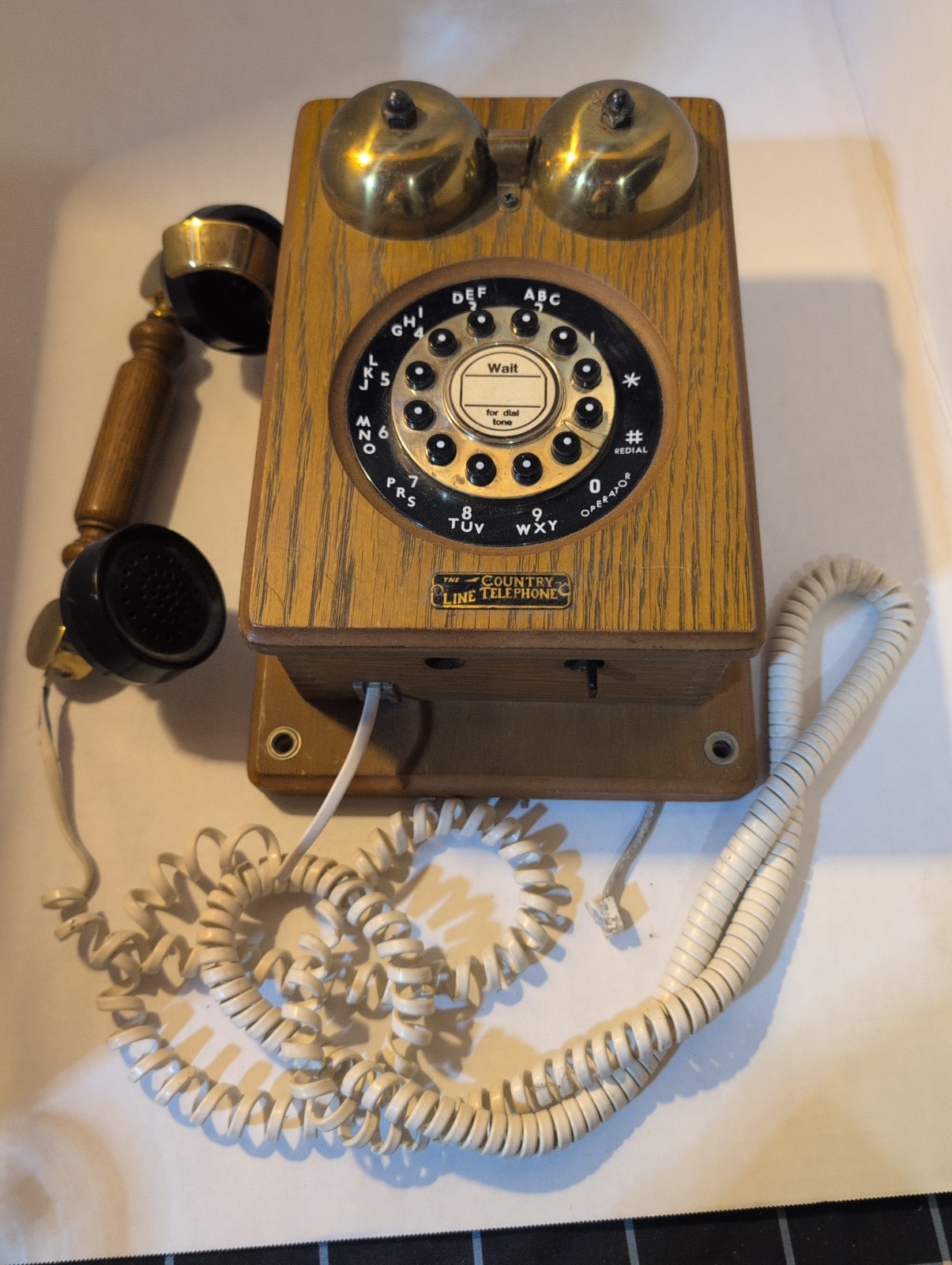 Vintage The County Line Telephone Wood Cased Antique Style 1970\'s Model WP-700