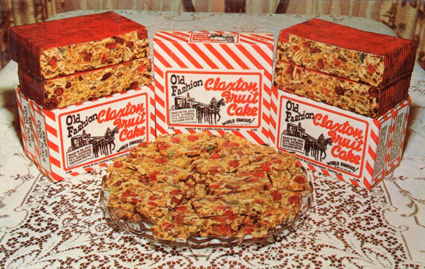 Vintage Claxton Fruit Cake Advertising Postcard Dexter Press 1960s Georgia