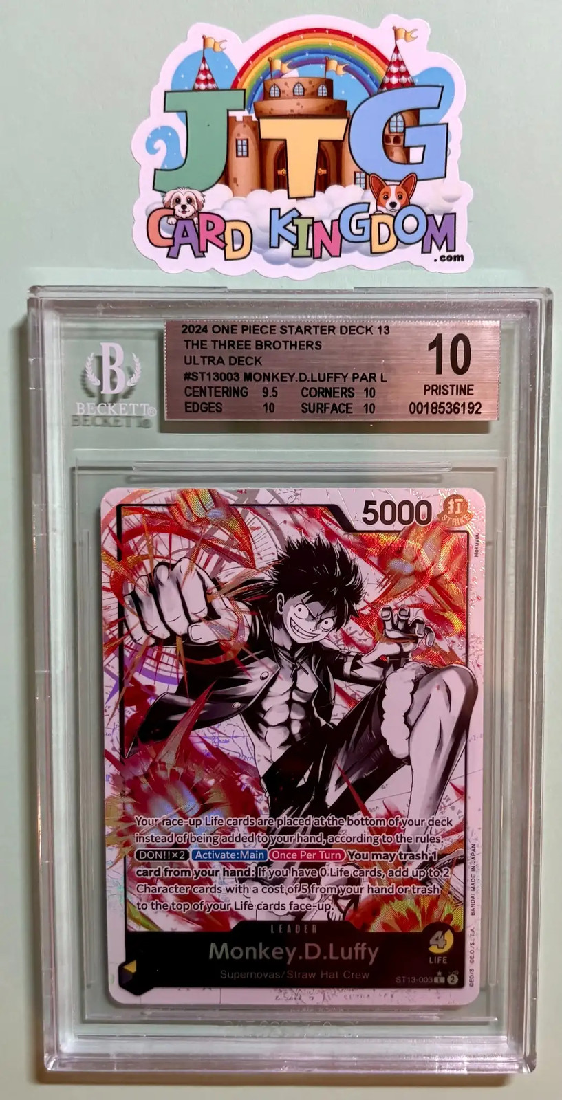 One Piece Ultra Deck: The Three Brothers #3 Monkey.D.Luffy [Alternate Art BGS 10