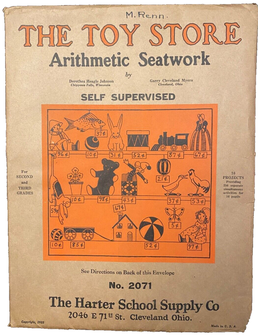 Vintage math facts work sheets -- Toy Store Themed -- 1925, Charming