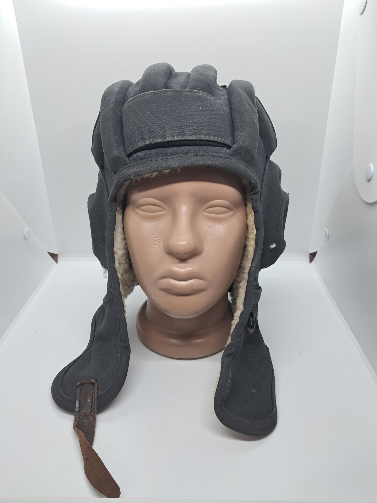 Original Military USSR Army Tankman Hat Winter Tank HeImet Russian Soldier
