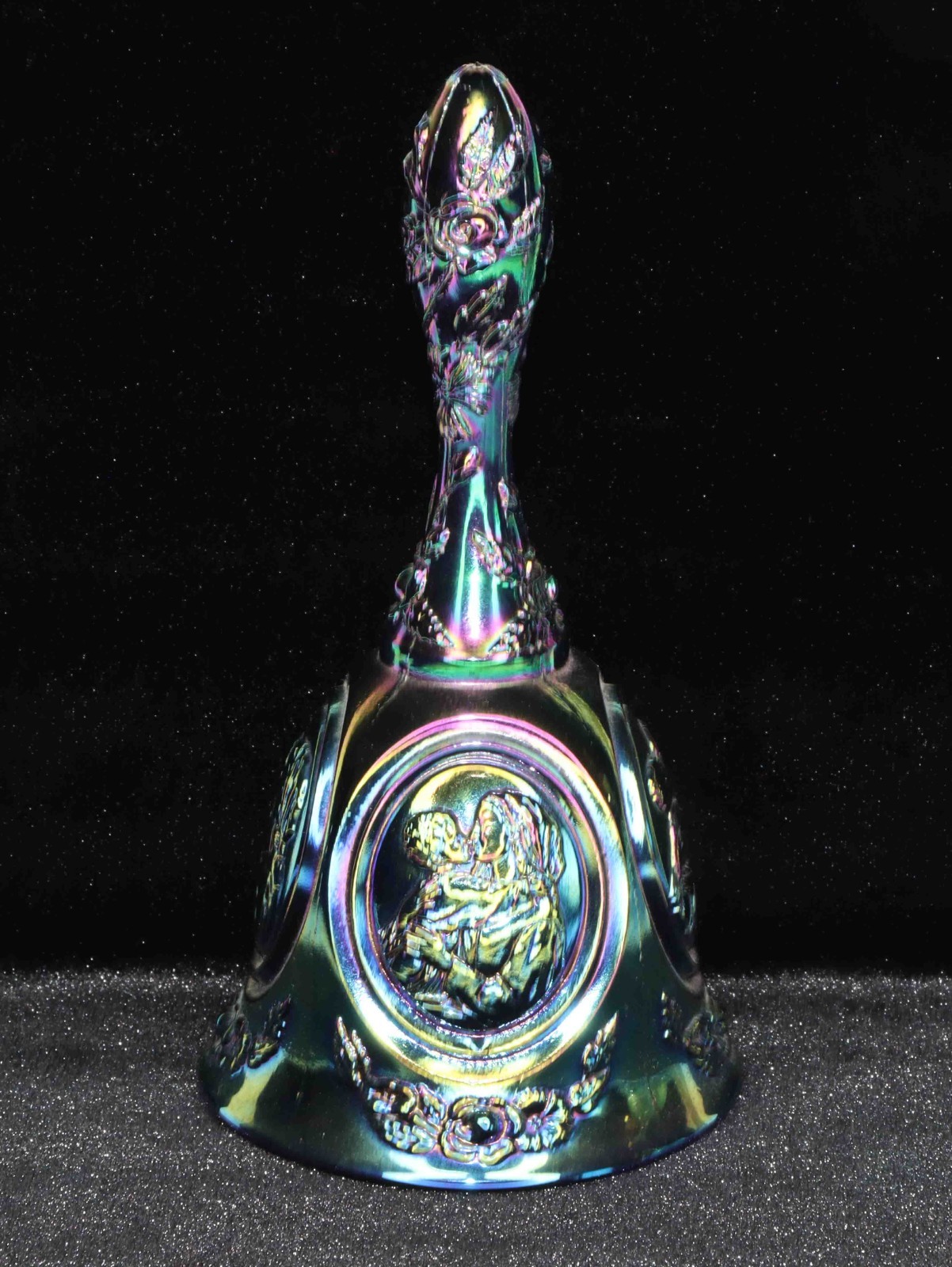 Ventage Fenton Blue Iridescent Carnival Glass Mother and Child 6 3/4\