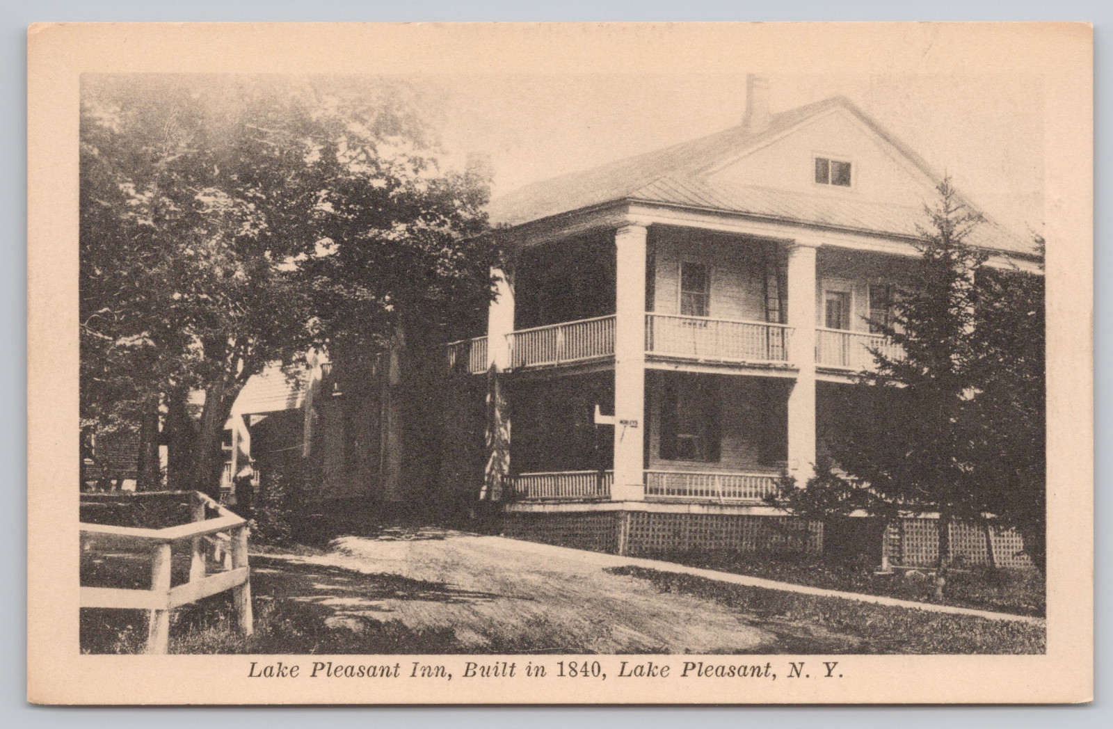 Vintage Lake Pleasant Inn Postcard Built 1840 Lake Pleasant NY