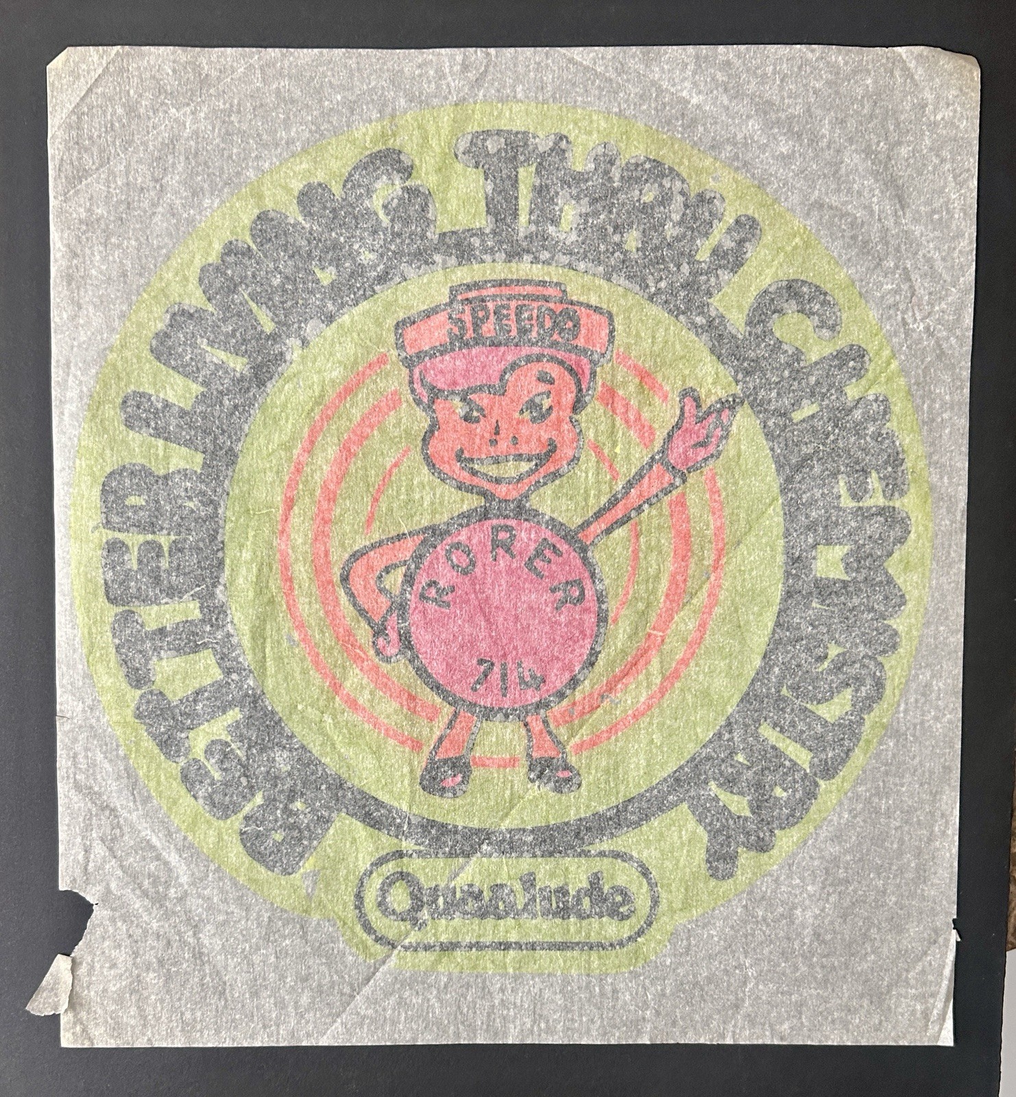 Vtg 1970s Speedo Quaalude Rorer 714 Large 10” Iron-On Transfer Counterculture ￼