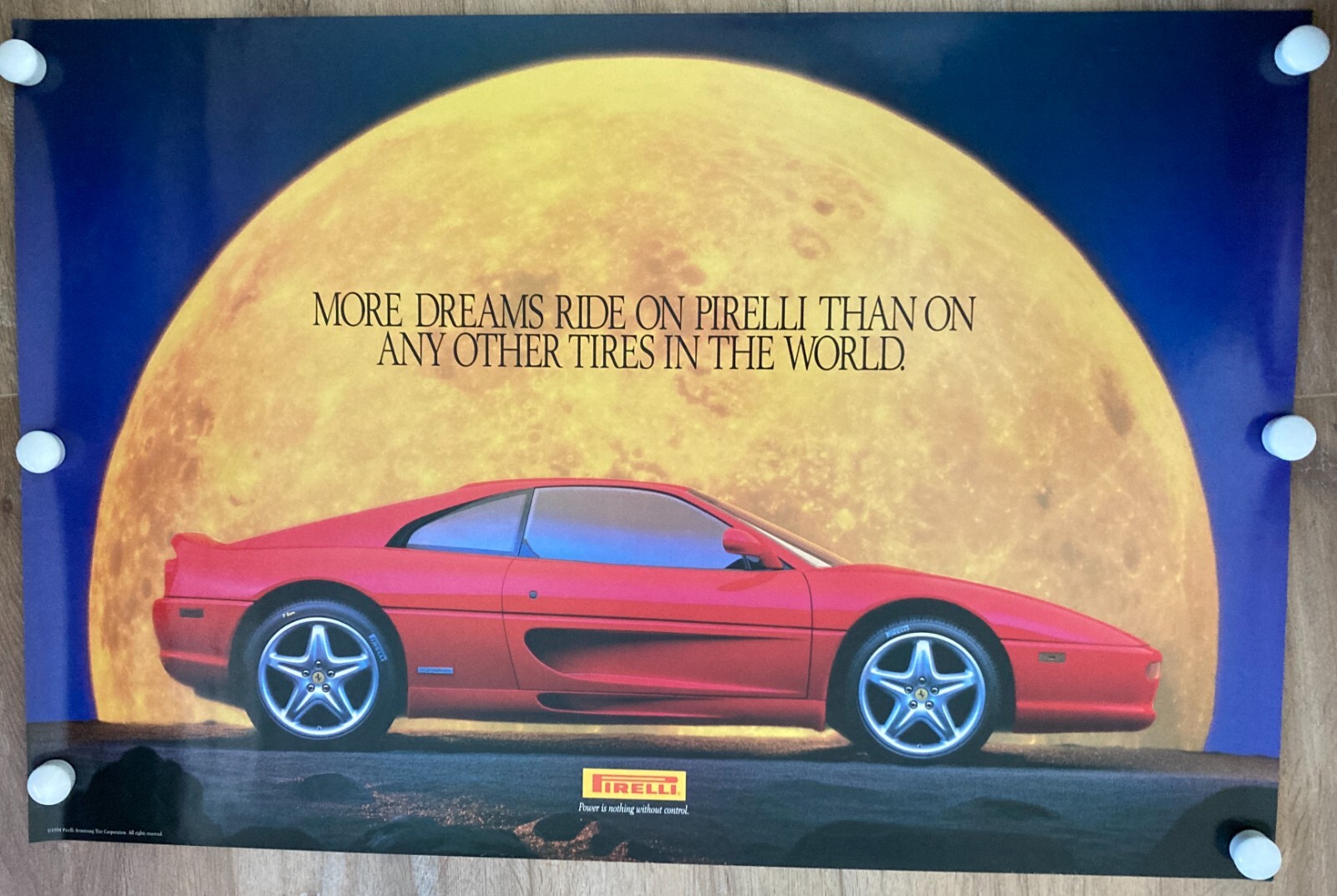 Vintage 1994 Poster PIRELLI Tire Red FERRARI F355 Poster