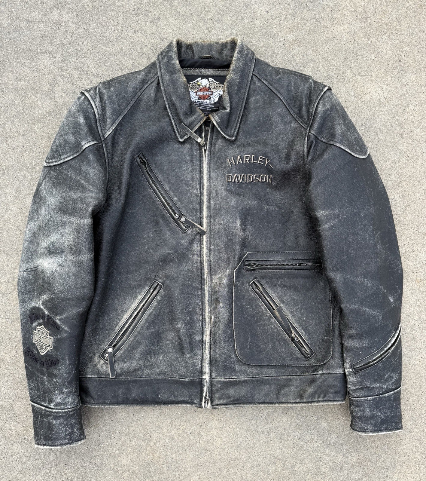 RARE Vintage Distressed Harley Davidson Detroit Jacket