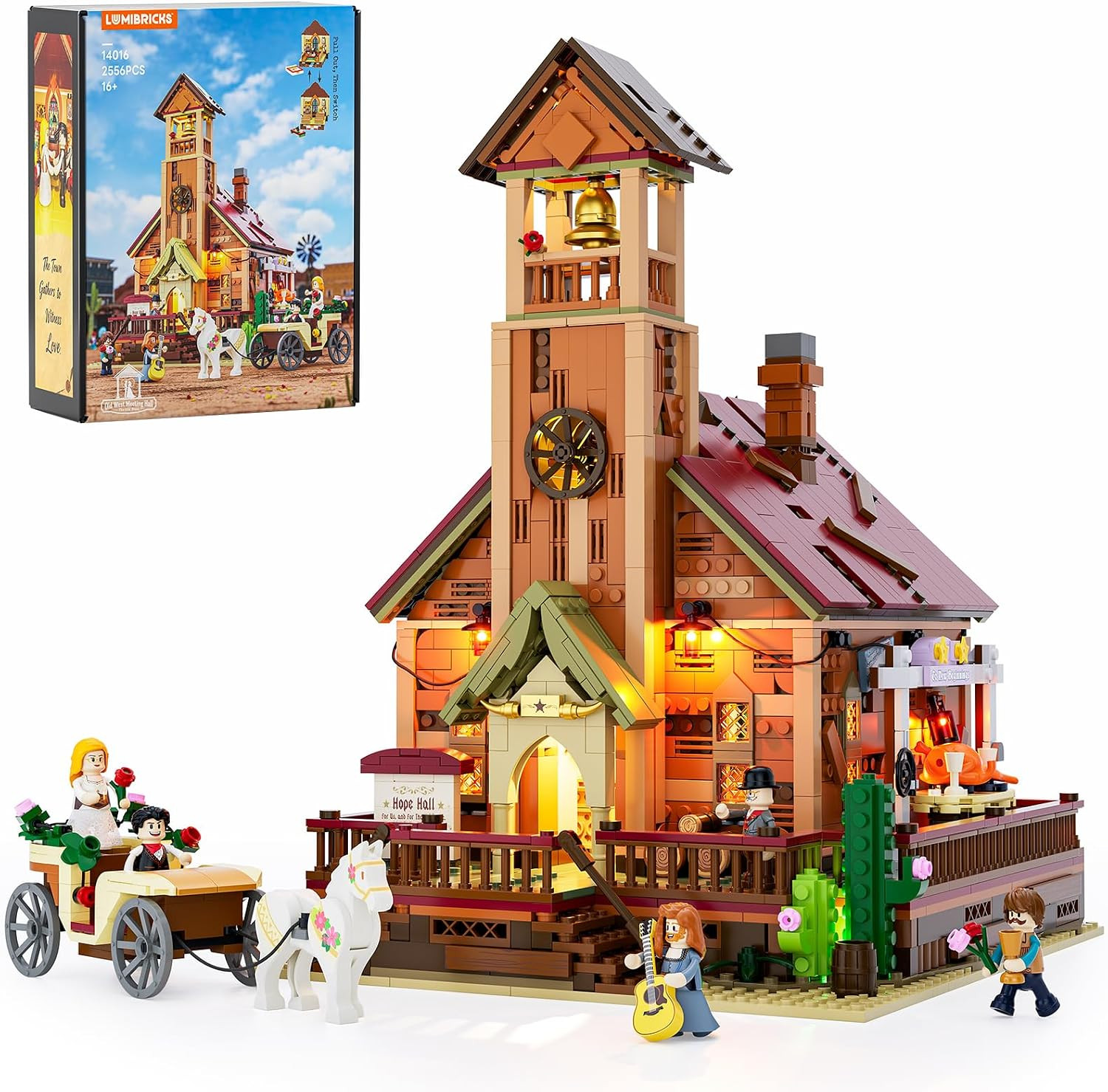 Western Meeting Hall Lighting Building Bricks Set, 2556 Pcs