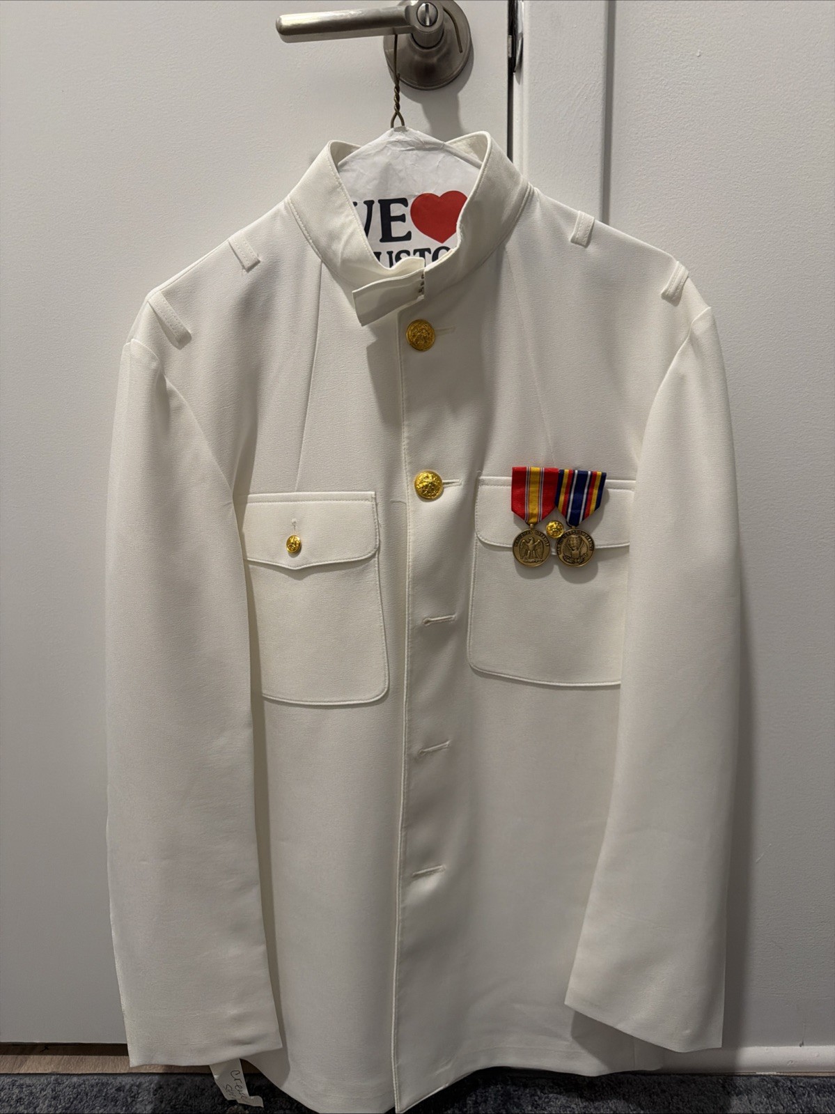 US Navy Officer Dress White Choker Uniform Coat Jacket 40R Reg Abbott *Worn Once