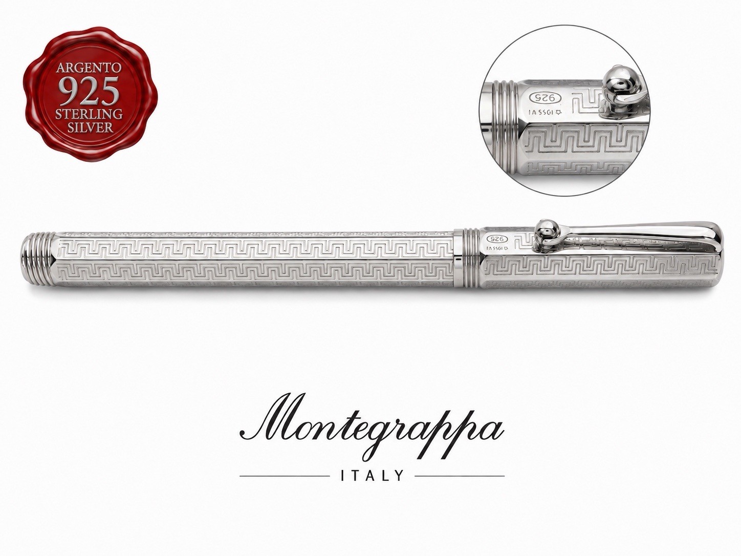 MONTEGRAPPA ballpoint pen SILVER 925 Greek Reminiscence engraved warranty