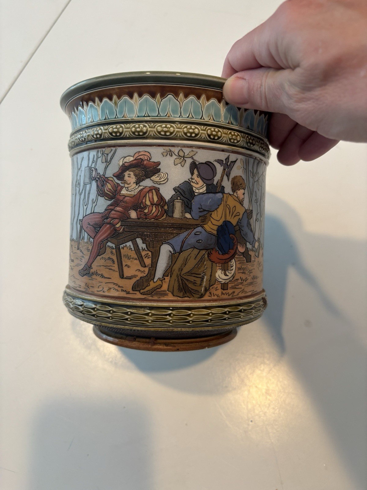 Antique Villeroy & Boch Mettlach #2169 Stoneware Cup Tavern Scene