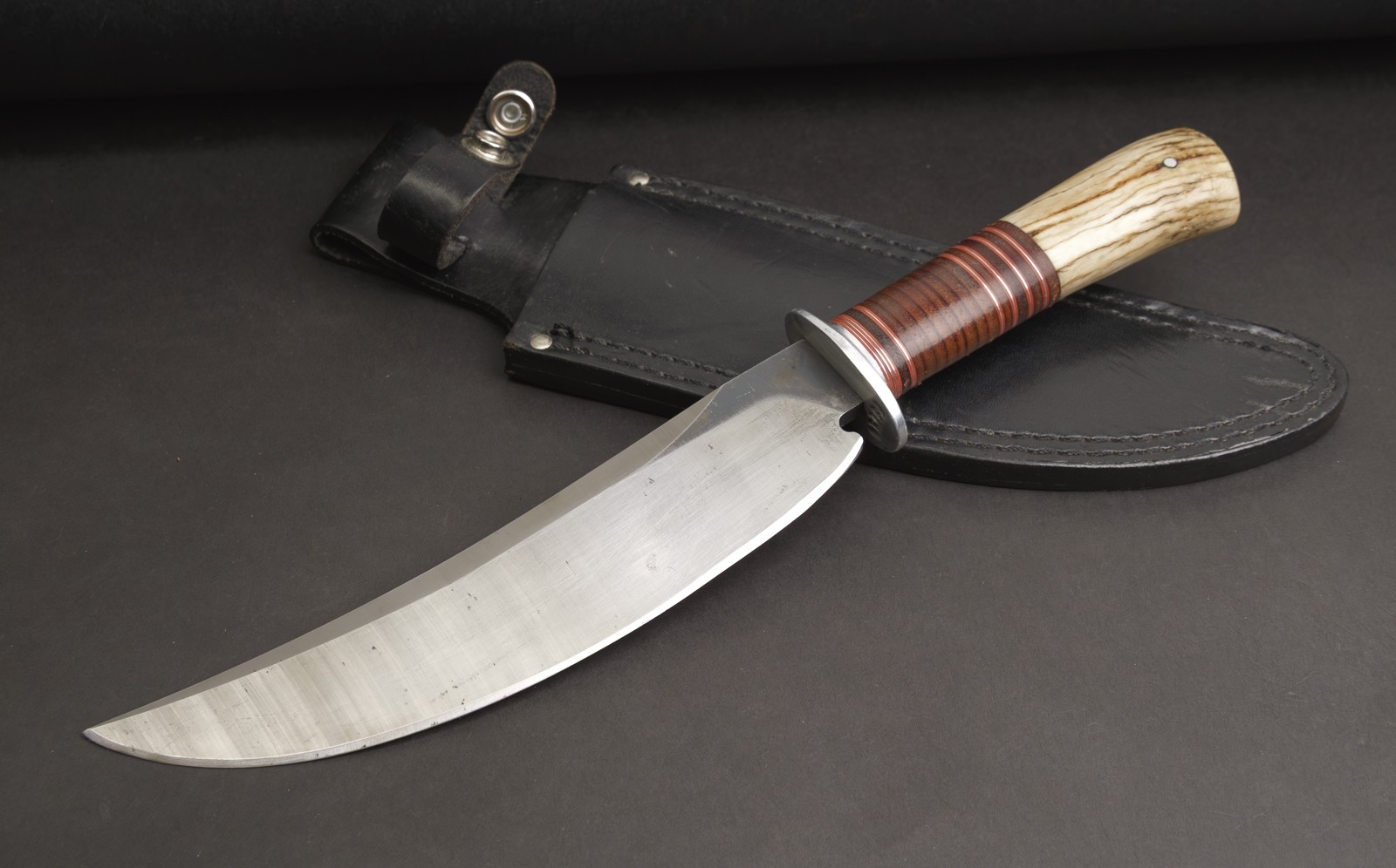 Nice John Greco Handmade Large Scagel Style Stag Trailing Point Hunting Knife Nice John Greco Handmade Large Scagel Style Stag Trailing Point Hunting Knife