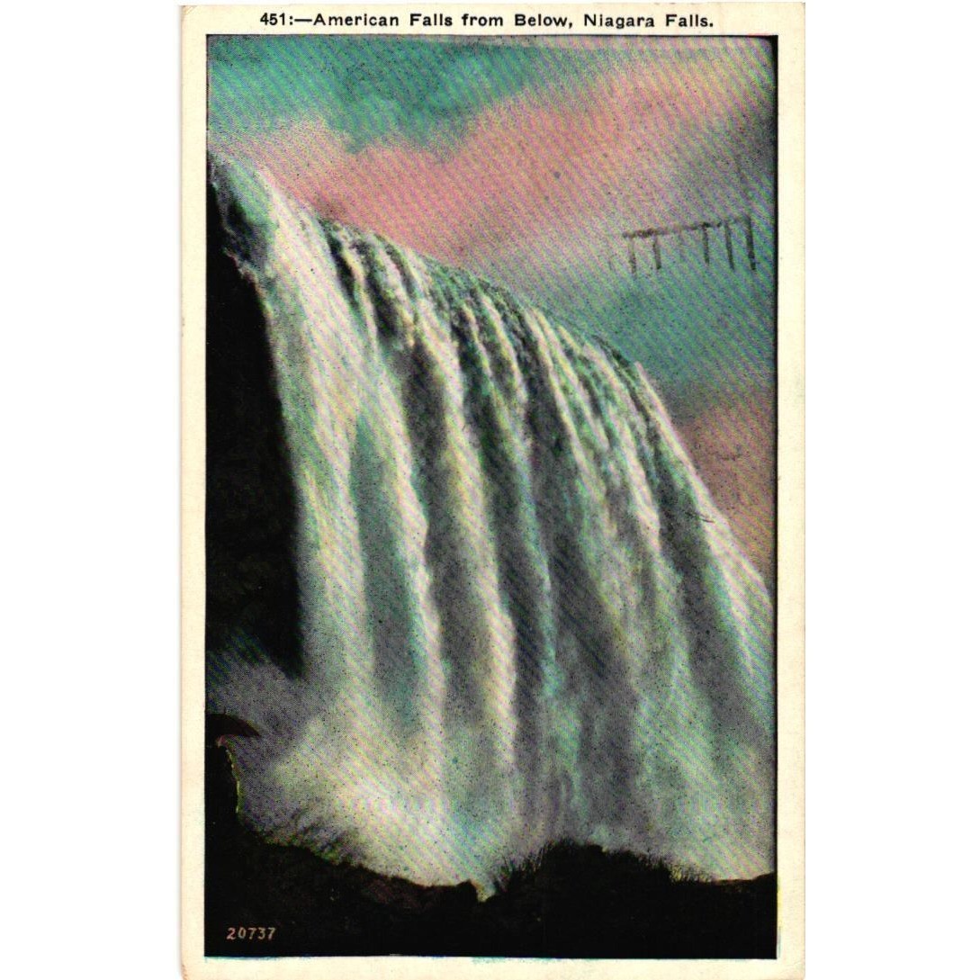Vintage American Falls Niagara Falls NY Postcard 1927 Postmark Canadian Stamp
