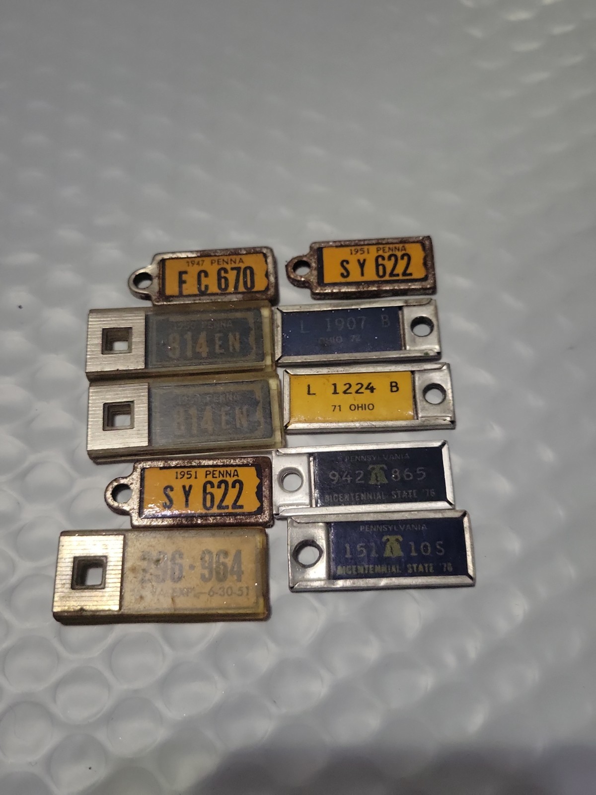 Lot Of 10 Vintage DAV License Keychain License Plates PA,OH WV