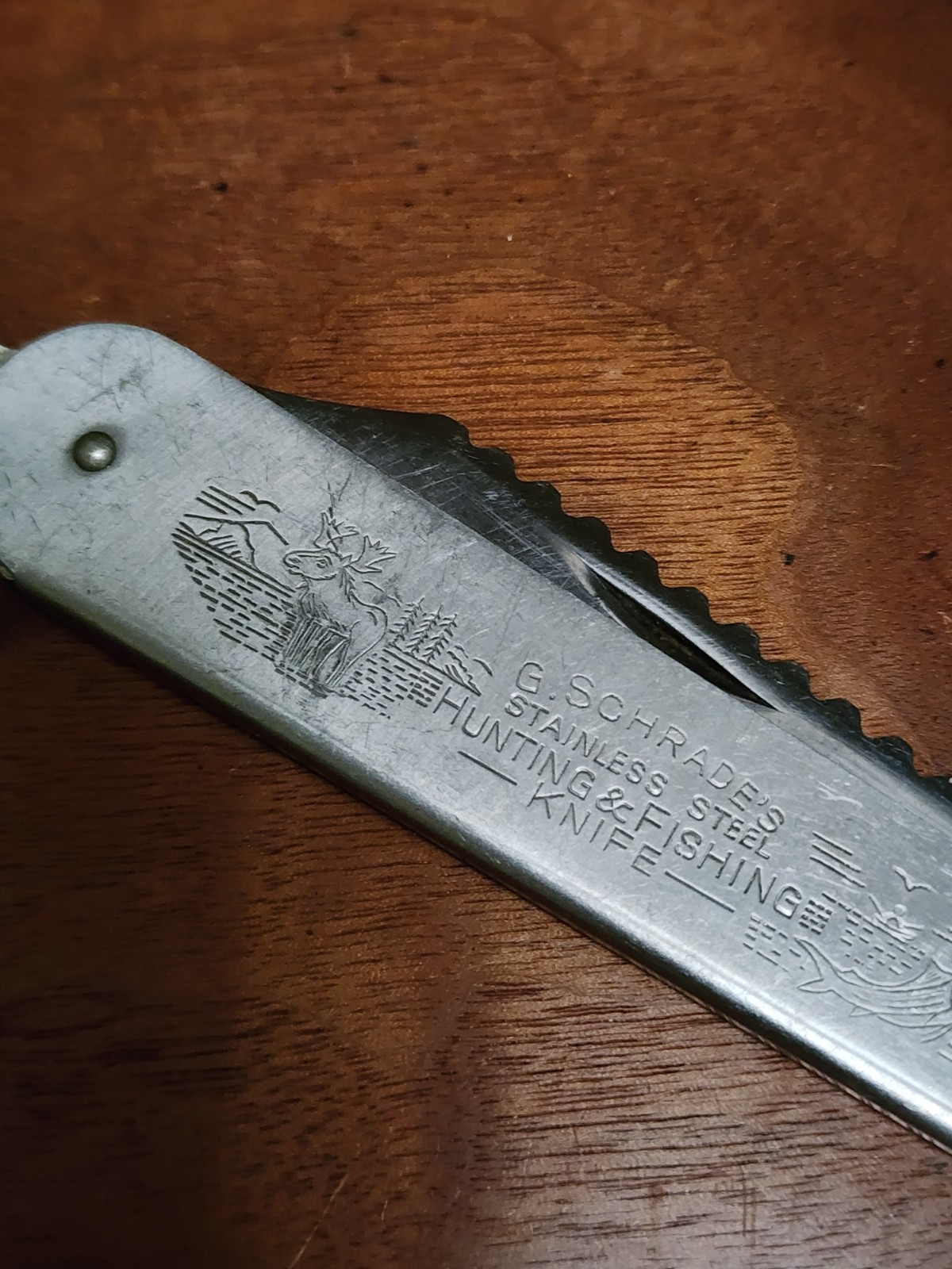 VINTAGE G. SCHRADE STAINLESS STEEL HUNTING & FISHING KNIFE USA 🇺🇸 EUC