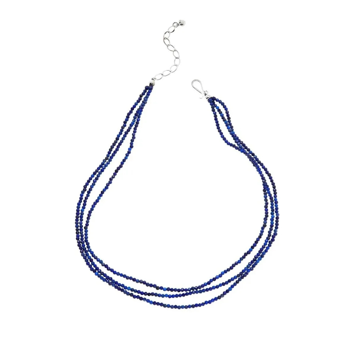 Jay King Sterling Silver Blue Lapis Bead 3-Strand Necklace 18