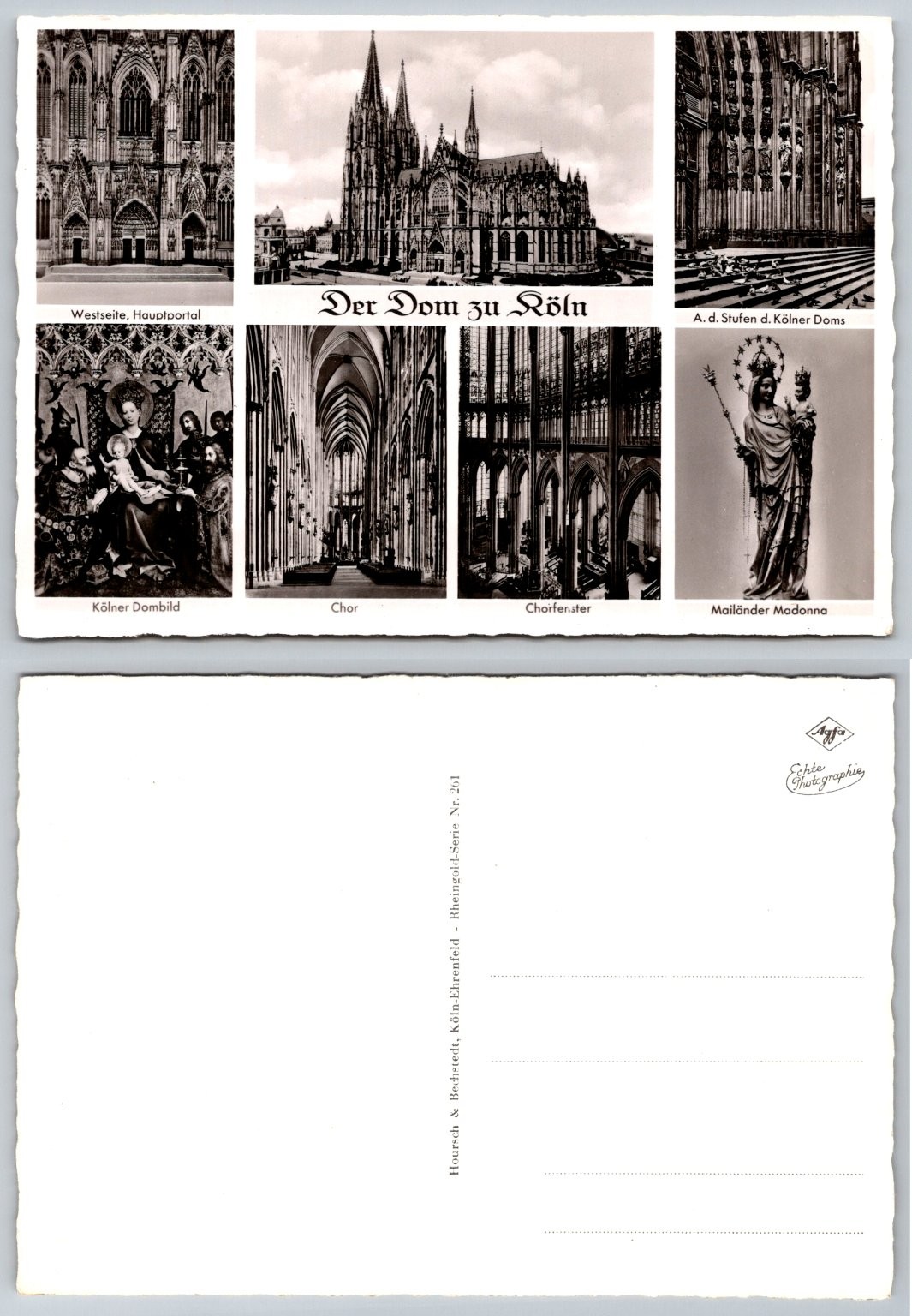 Cologne Cathedral Germany RPPC Postcard 6 Views Dom Köln Vintage Agfa Photo