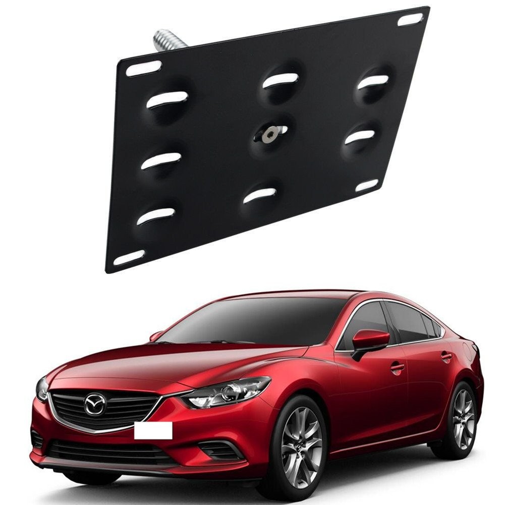 Front Bumper Tow Hook Mount License Plate Bracket Bolt On Holder Compatible