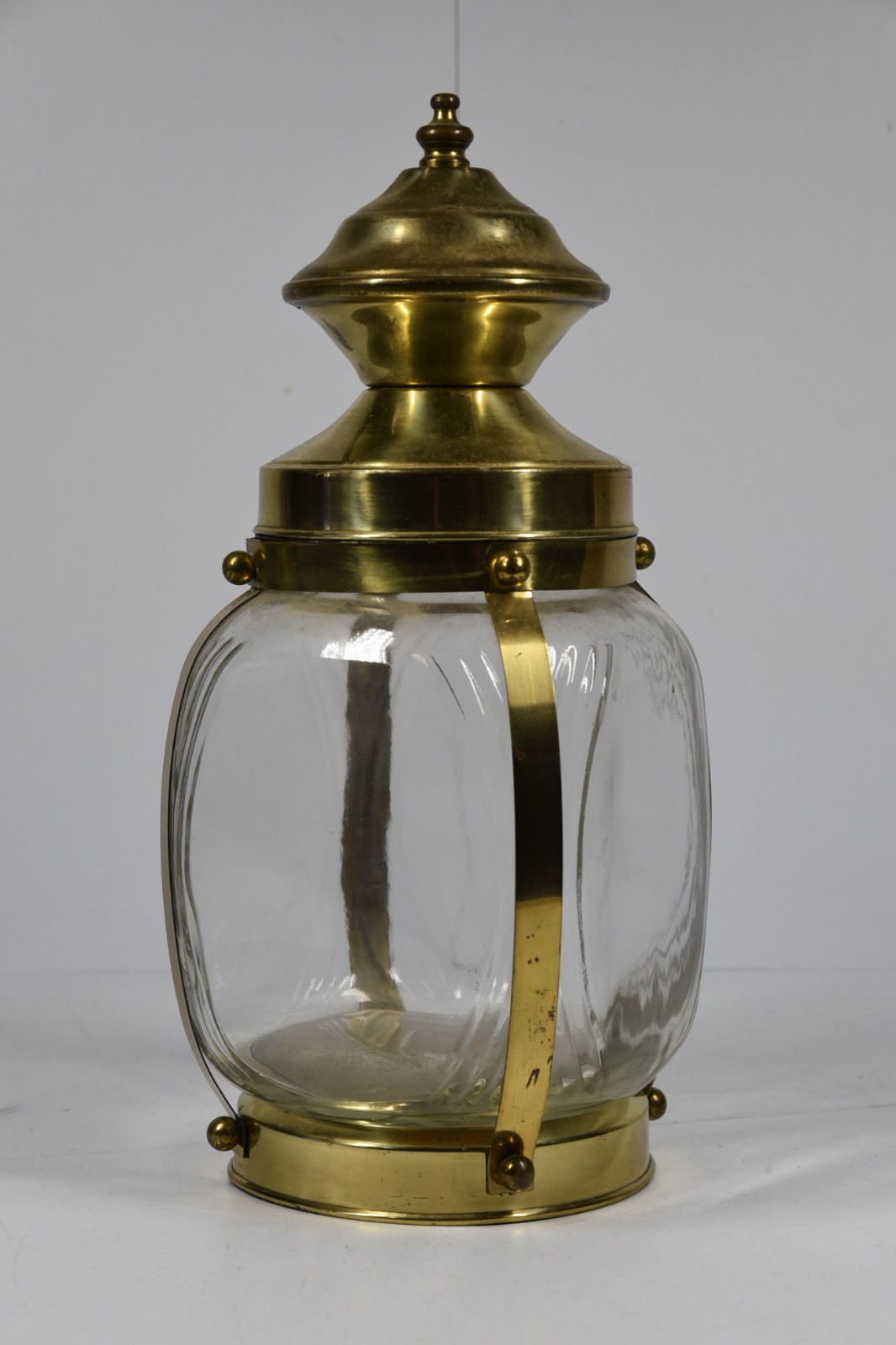 Vintage Hazel Atlas Brass Glass Jar Apothecary Canister Cookie Candy Cigar Beach