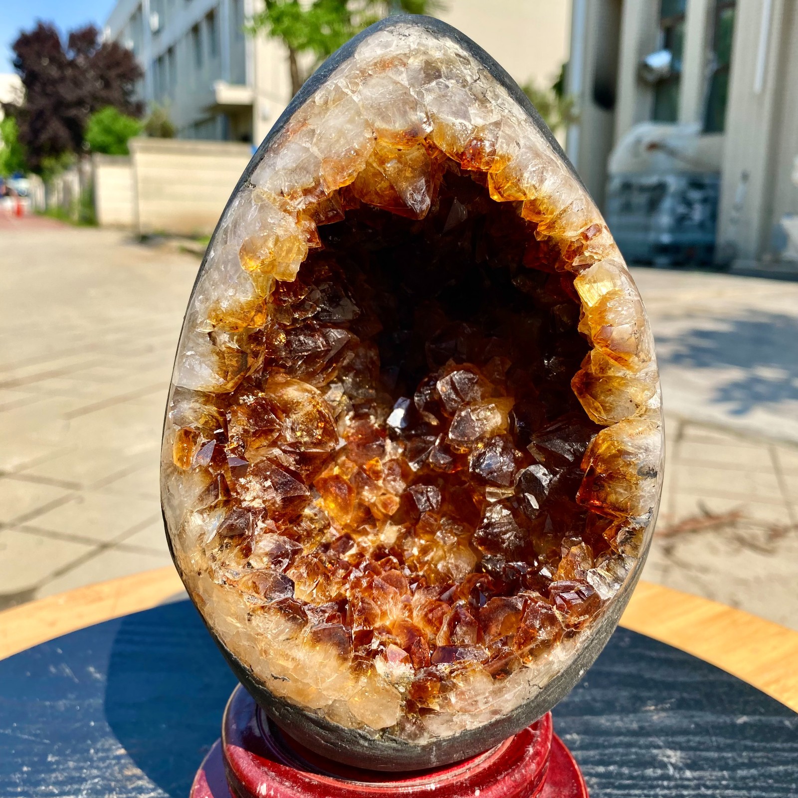 7.62LB Large Natural citrine geode cluster quartz crystal cathedrals specimen